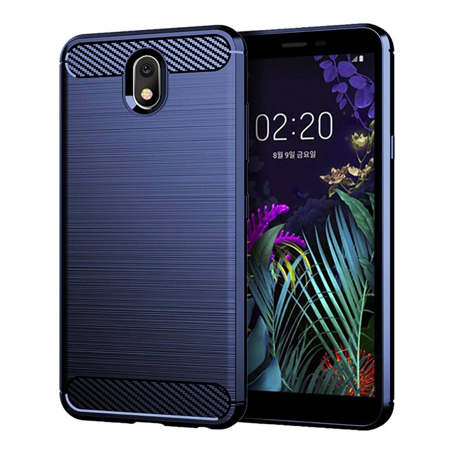 LG K30 2019 Handyhülle Carbon Optik Backcover Blau