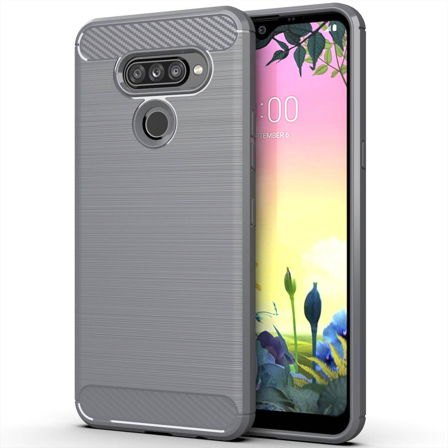 LG K50S Handyhülle Carbon Optik Backcover Grau