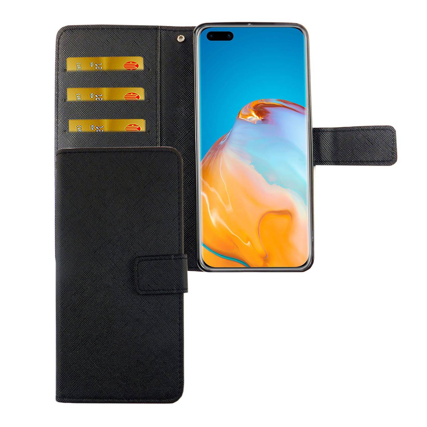 Huawei P40 Handyhülle Bookcover Schwarz