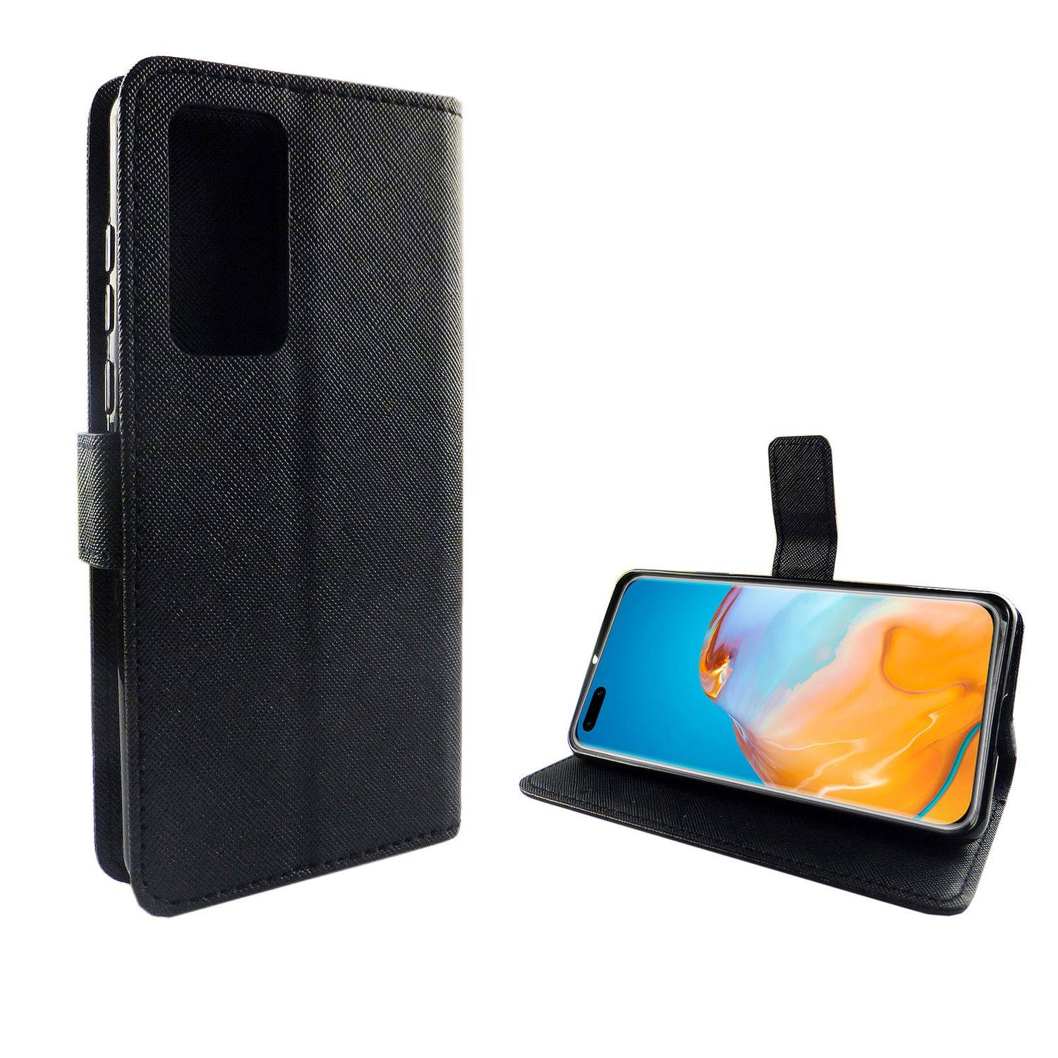 Huawei P40 Handyhülle Bookcover Schwarz