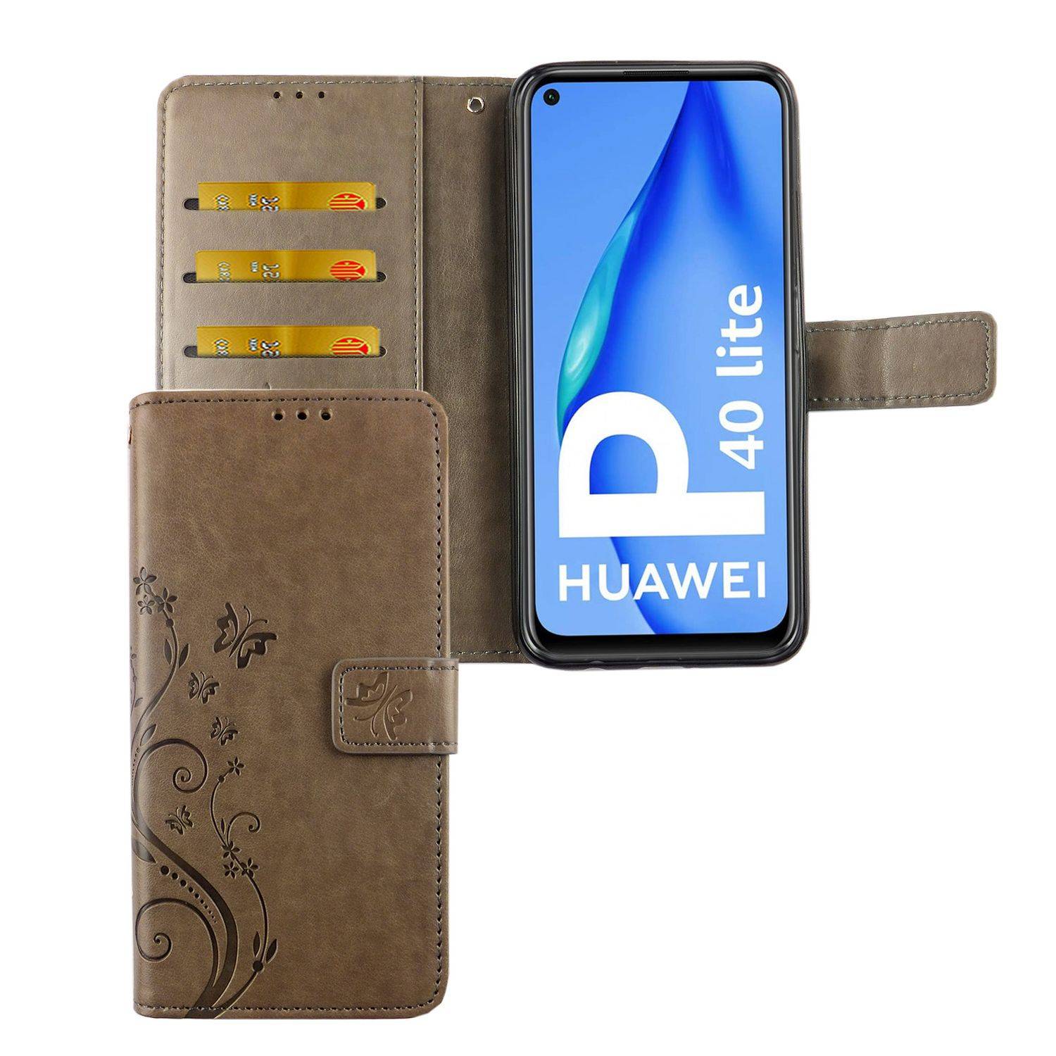 Huawei P40 Lite Handyhülle Bookcover Grau