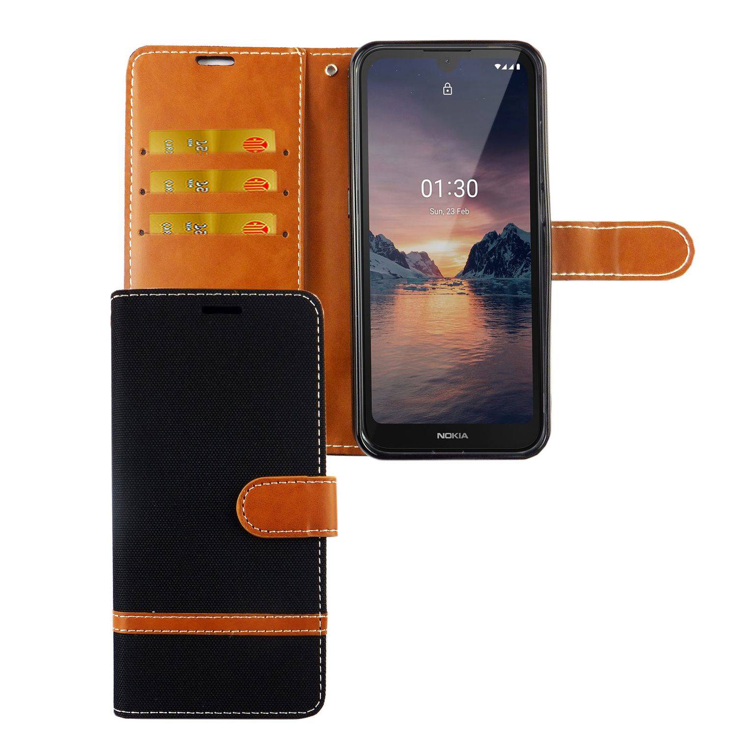 Nokia 1.3 Handyhülle Bookcover Schwarz