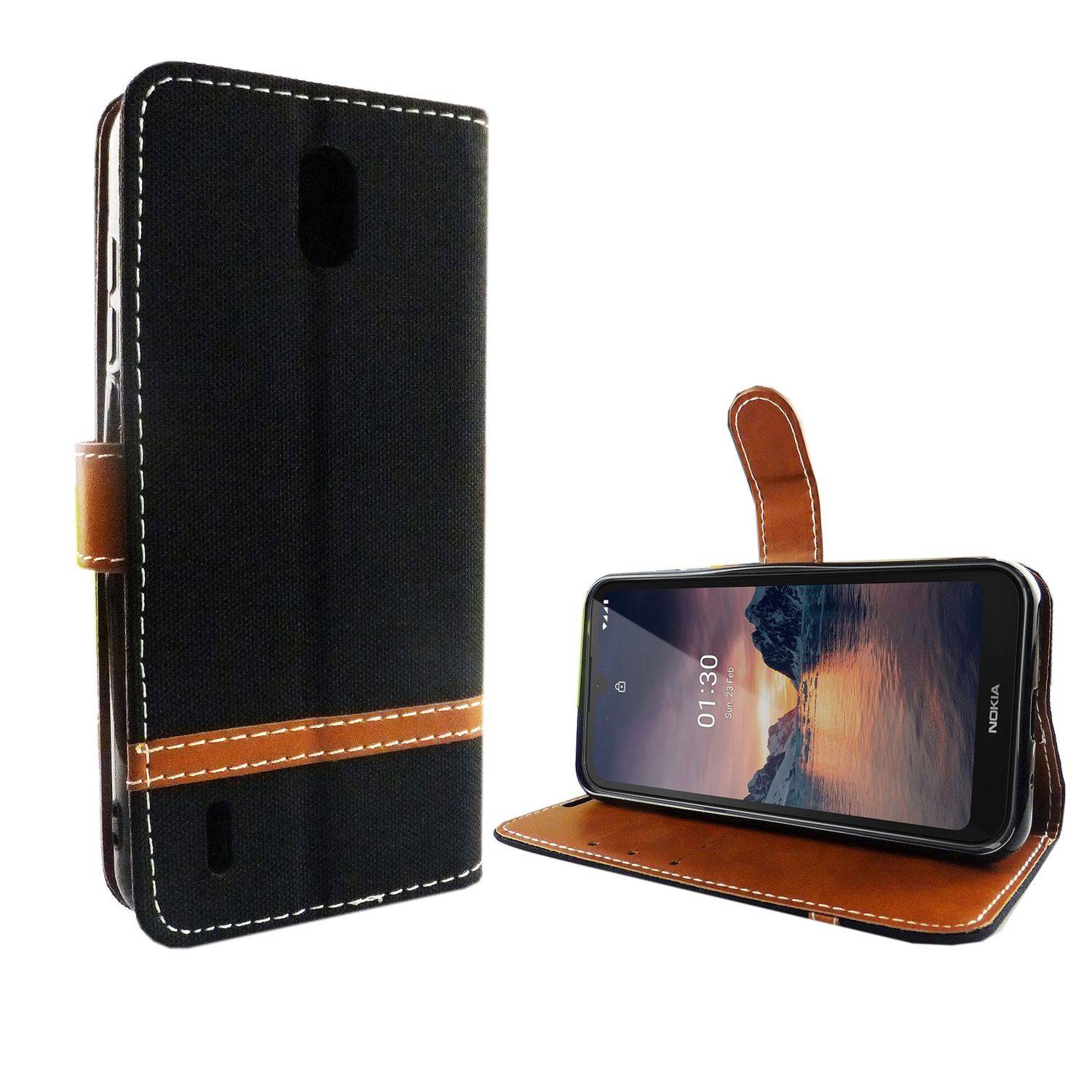 Nokia 1.3 Handyhülle Bookcover Schwarz