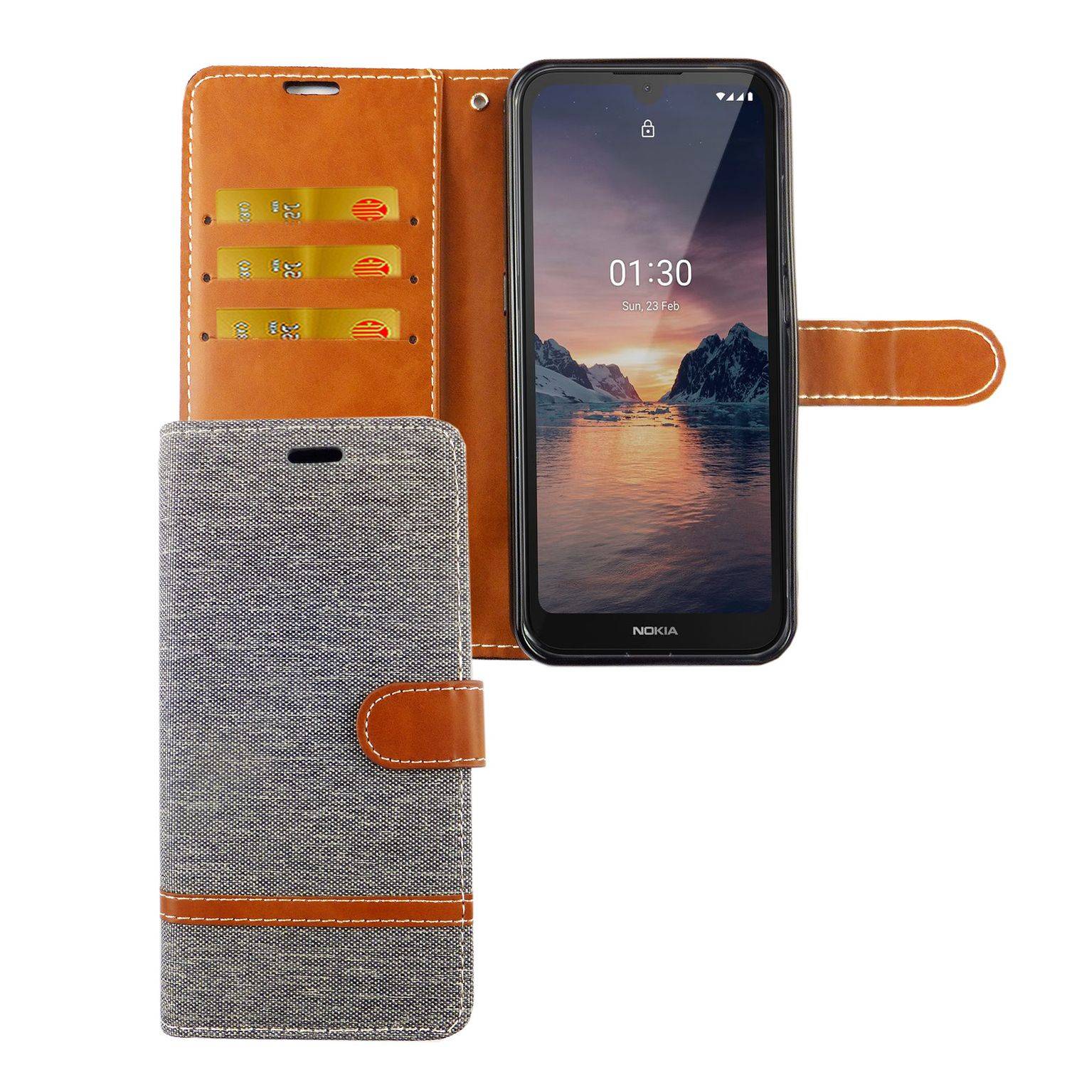 Nokia 1.3 Handyhülle Bookcover Grau