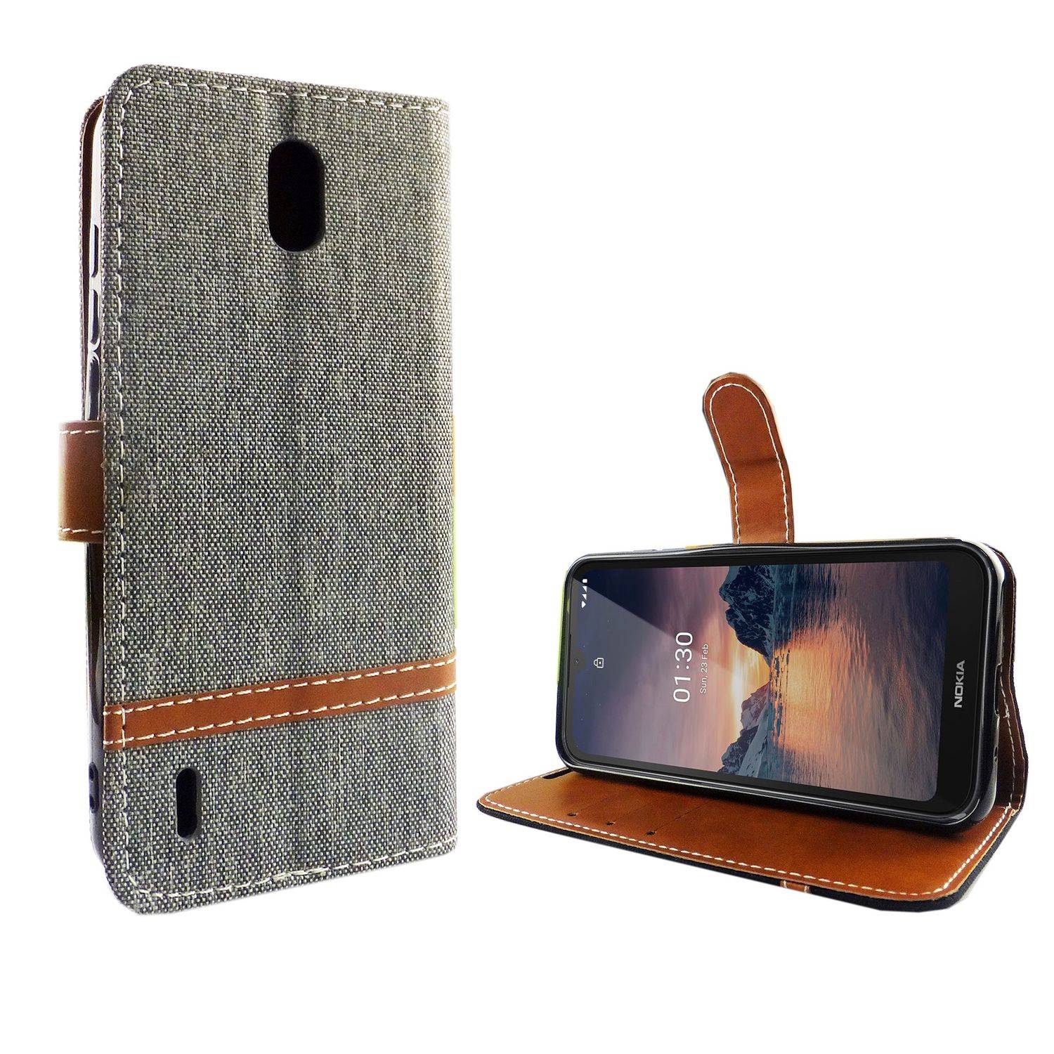 Nokia 1.3 Handyhülle Bookcover Grau