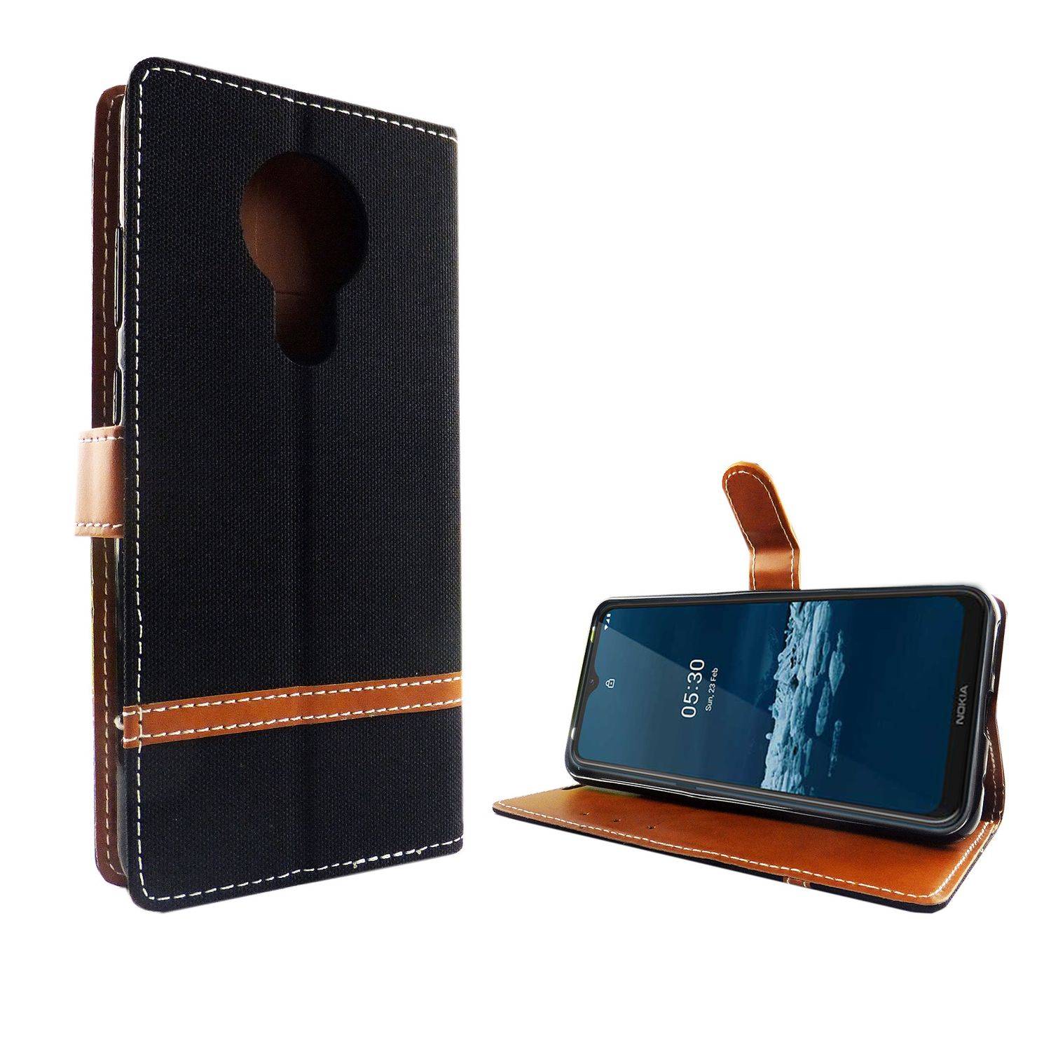 Nokia 5.3 Handyhülle Bookcover Schwarz