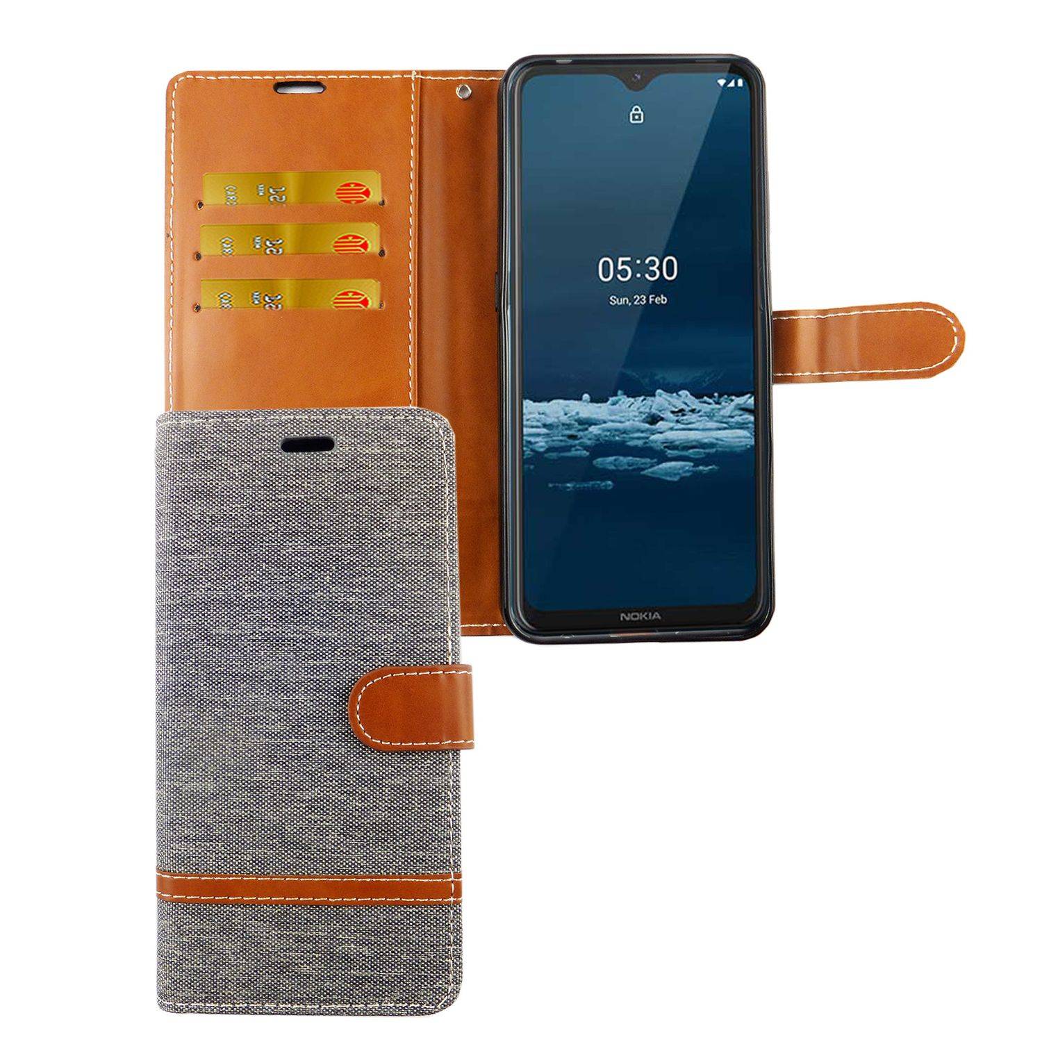 Nokia 5.3 Handyhülle Bookcover Grau