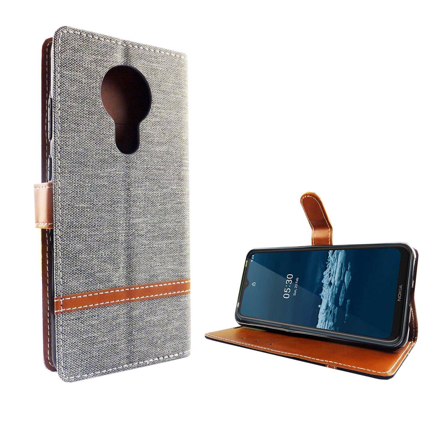 Nokia 5.3 Handyhülle Bookcover Grau