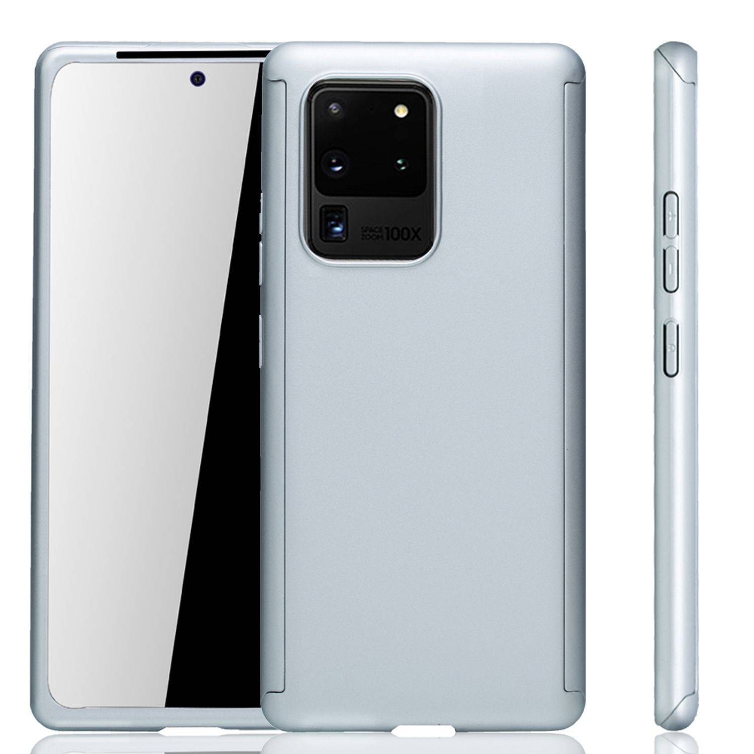 Samsung Galaxy S20 Ultra Handyhülle 360 Grad Schutz Full Cover Silber