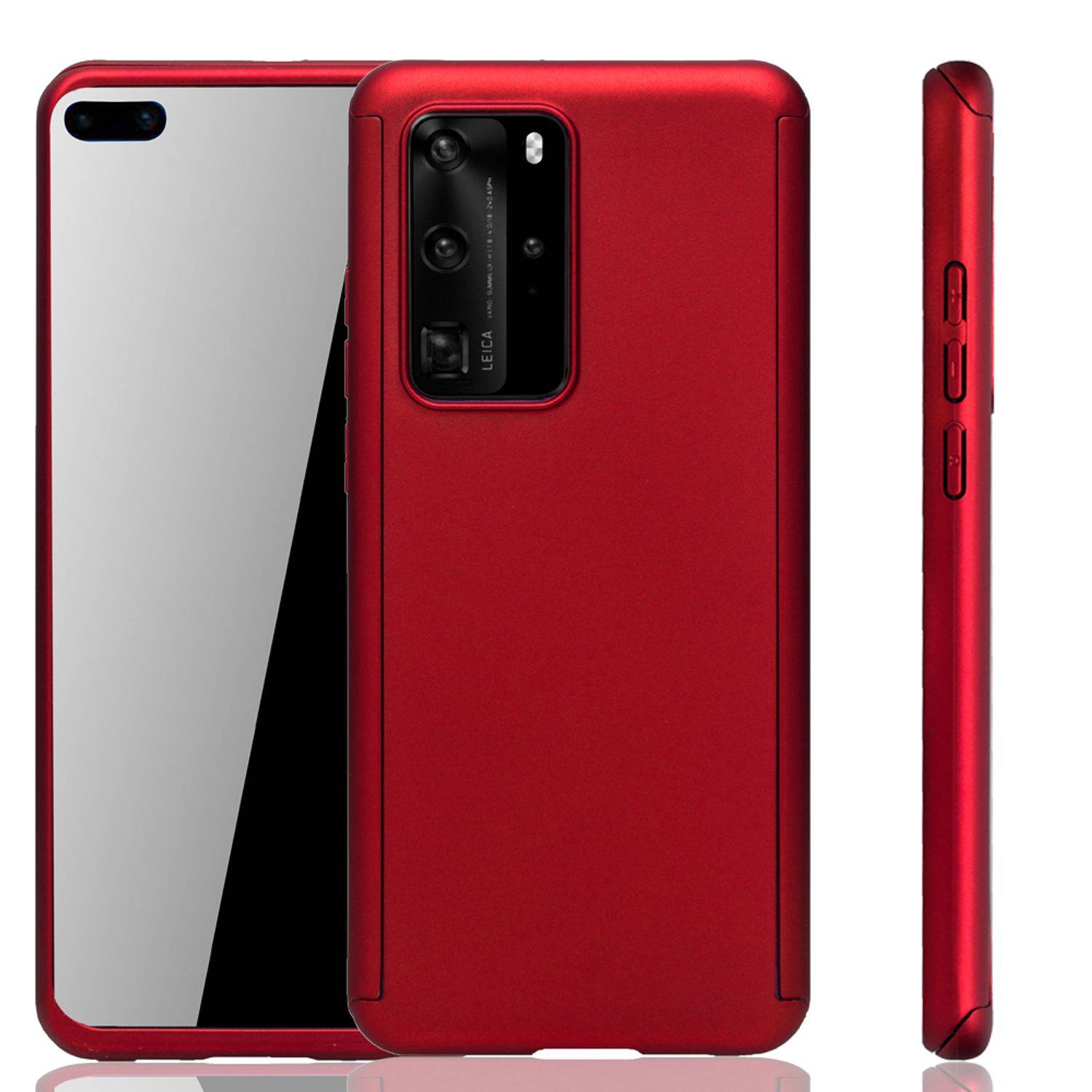 Huawei P40 Handyhülle 360 Grad Schutz Full Cover Rot