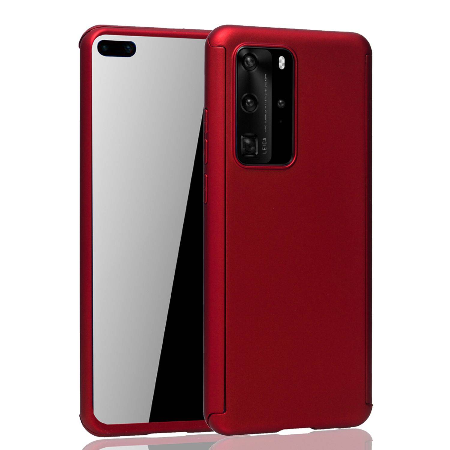 Huawei P40 Handyhülle 360 Grad Schutz Full Cover Rot