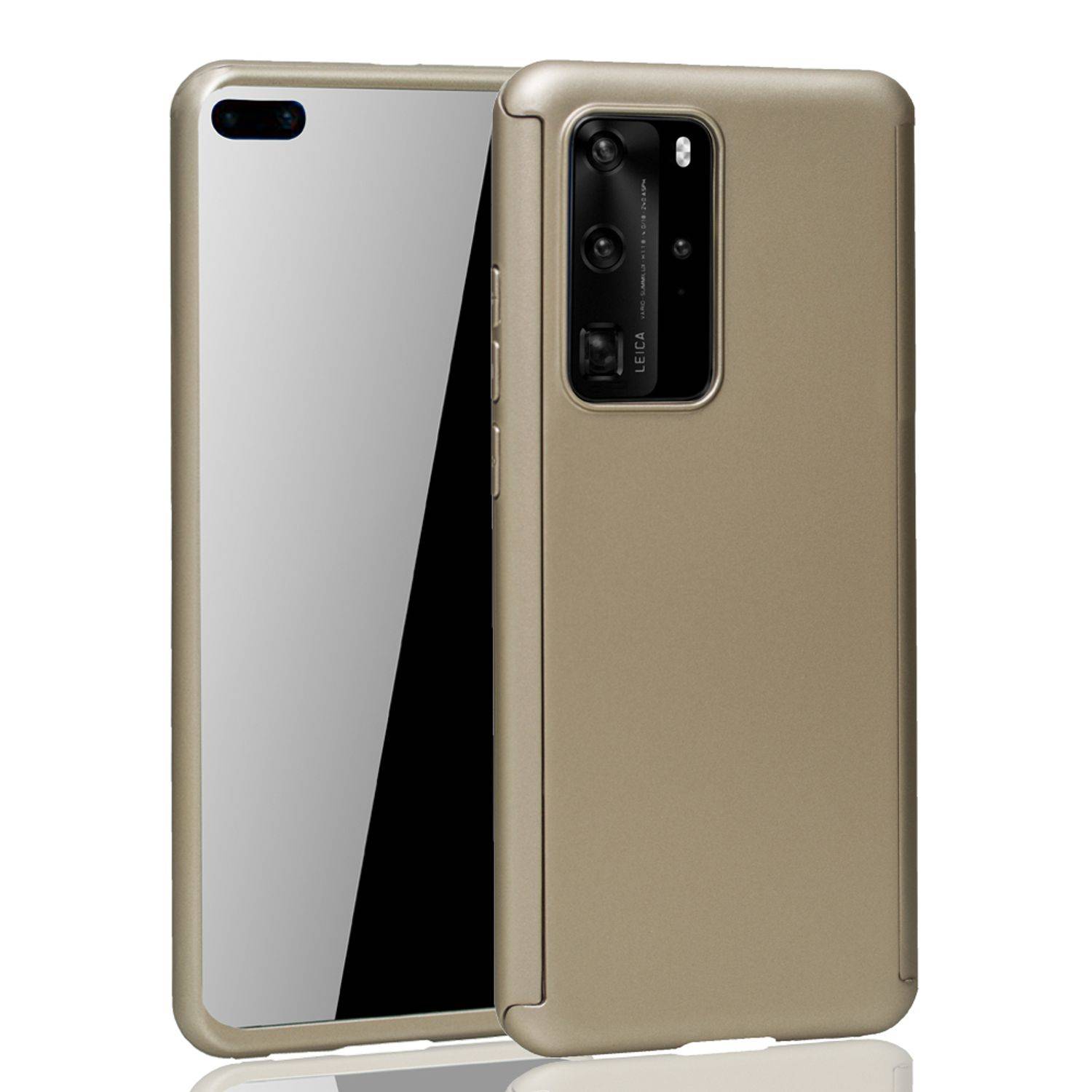 Huawei P40 Handyhülle 360 Grad Schutz Full Cover Gold