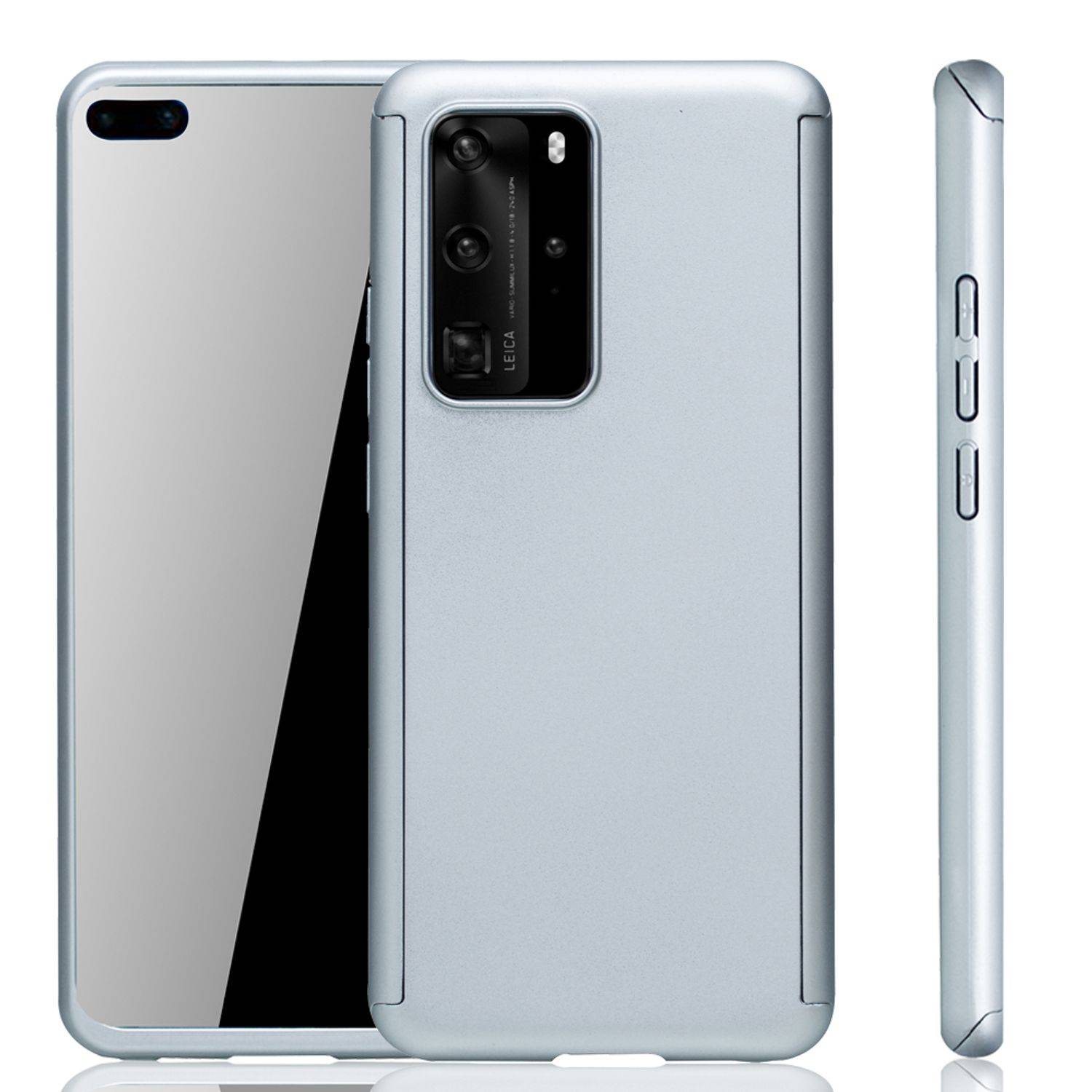 Huawei P40 Handyhülle 360 Grad Schutz Full Cover Silber