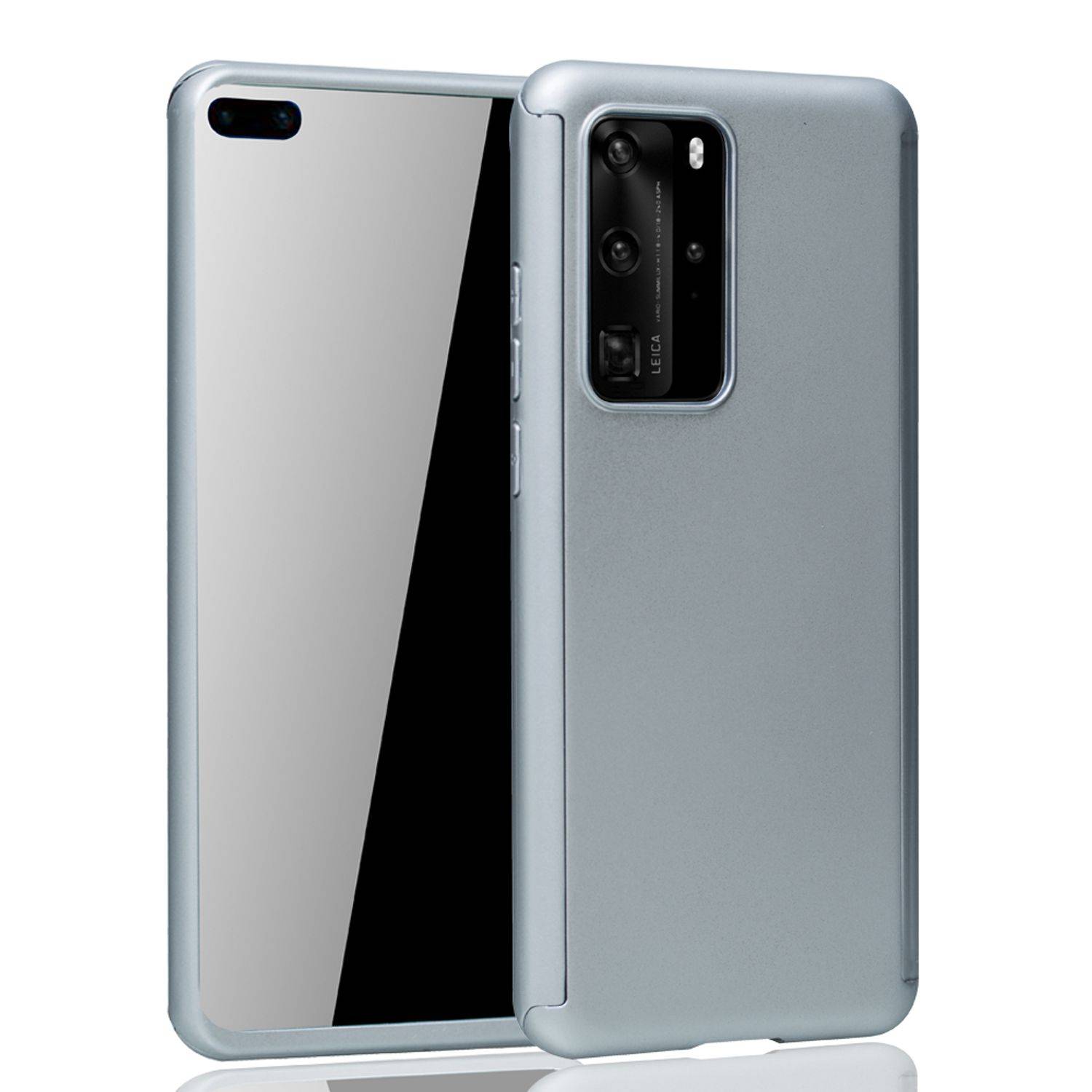 Huawei P40 Handyhülle 360 Grad Schutz Full Cover Silber
