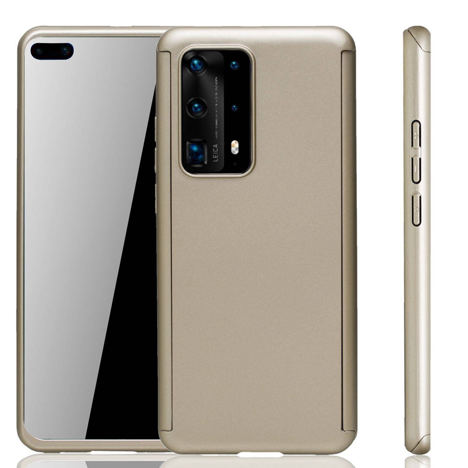 Huawei P40 Pro Handyhülle 360 Grad Schutz Full Cover Gold