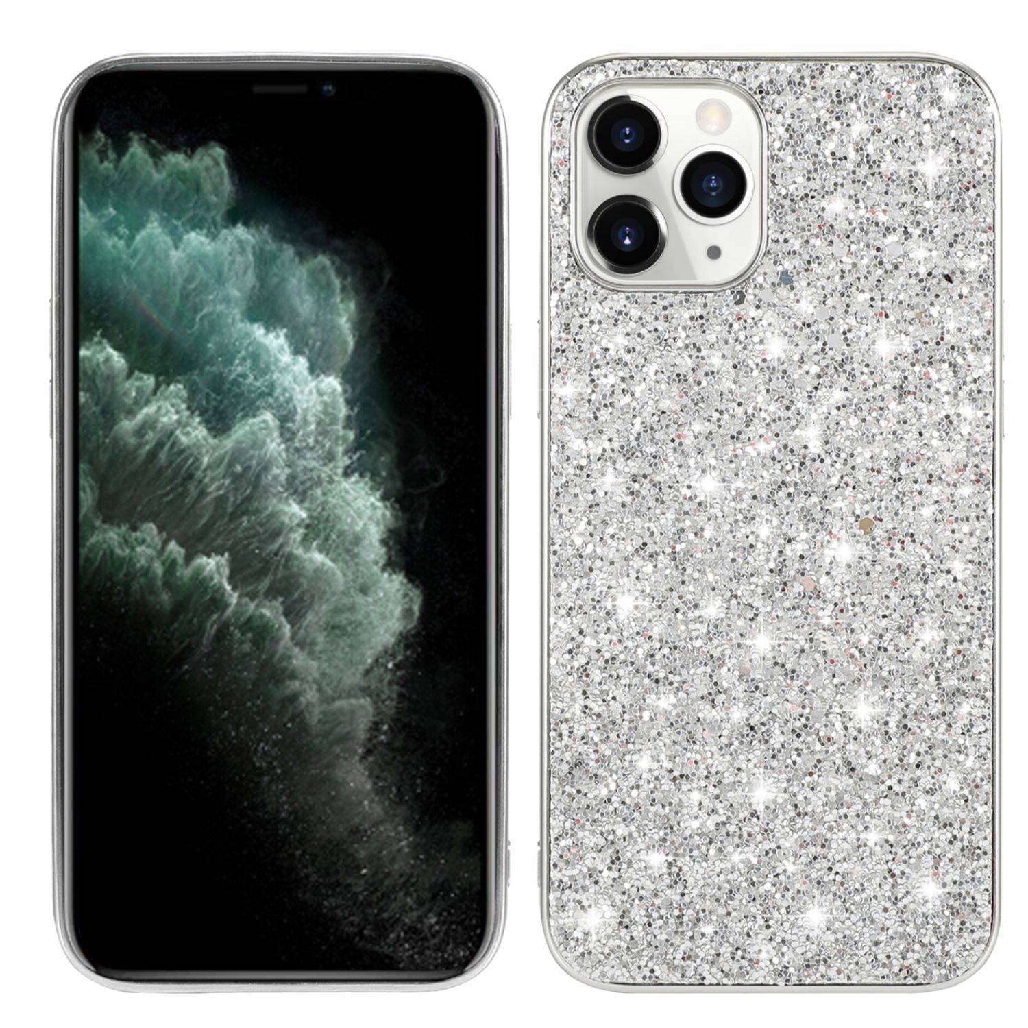 Apple iPhone 12 Mini Handyhülle Glitzer Strass Backcover Silber