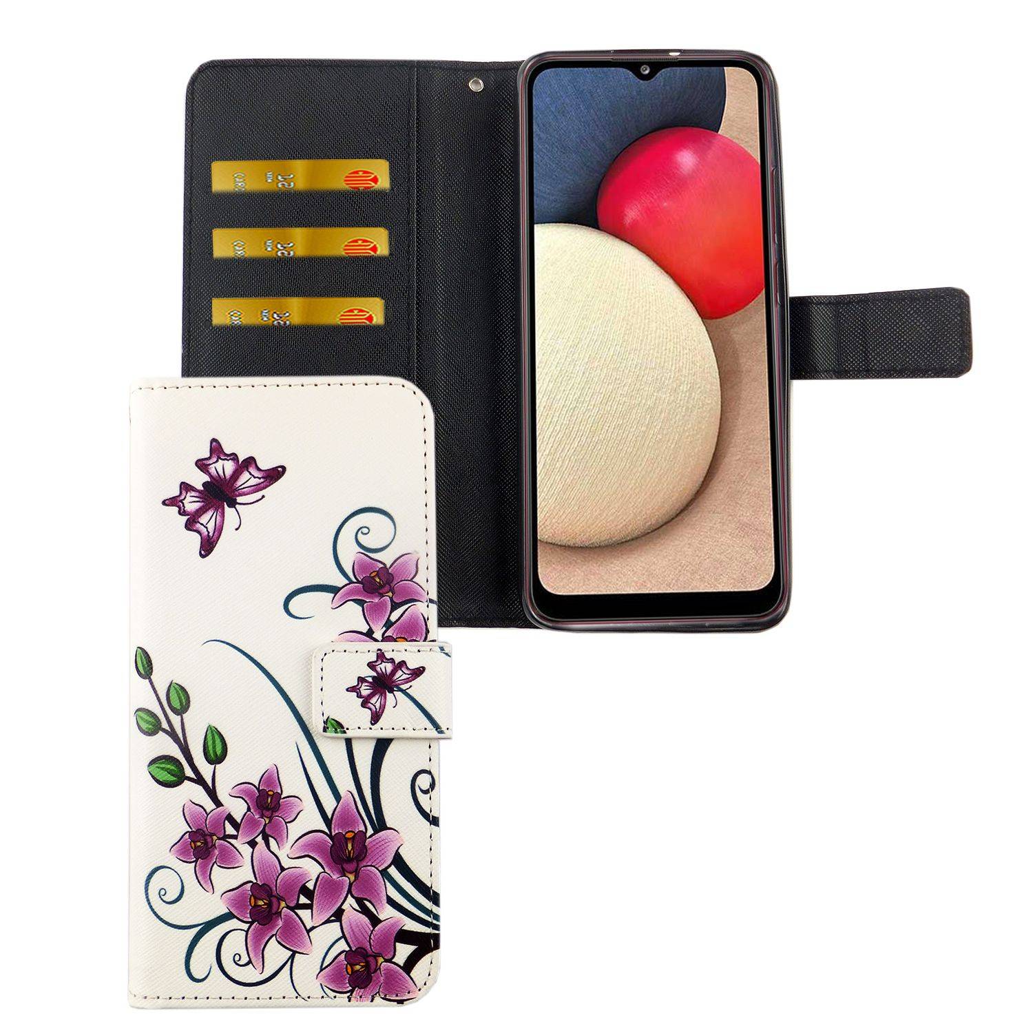 Samsung Galaxy A02s Handyhülle Bookcover Weiß