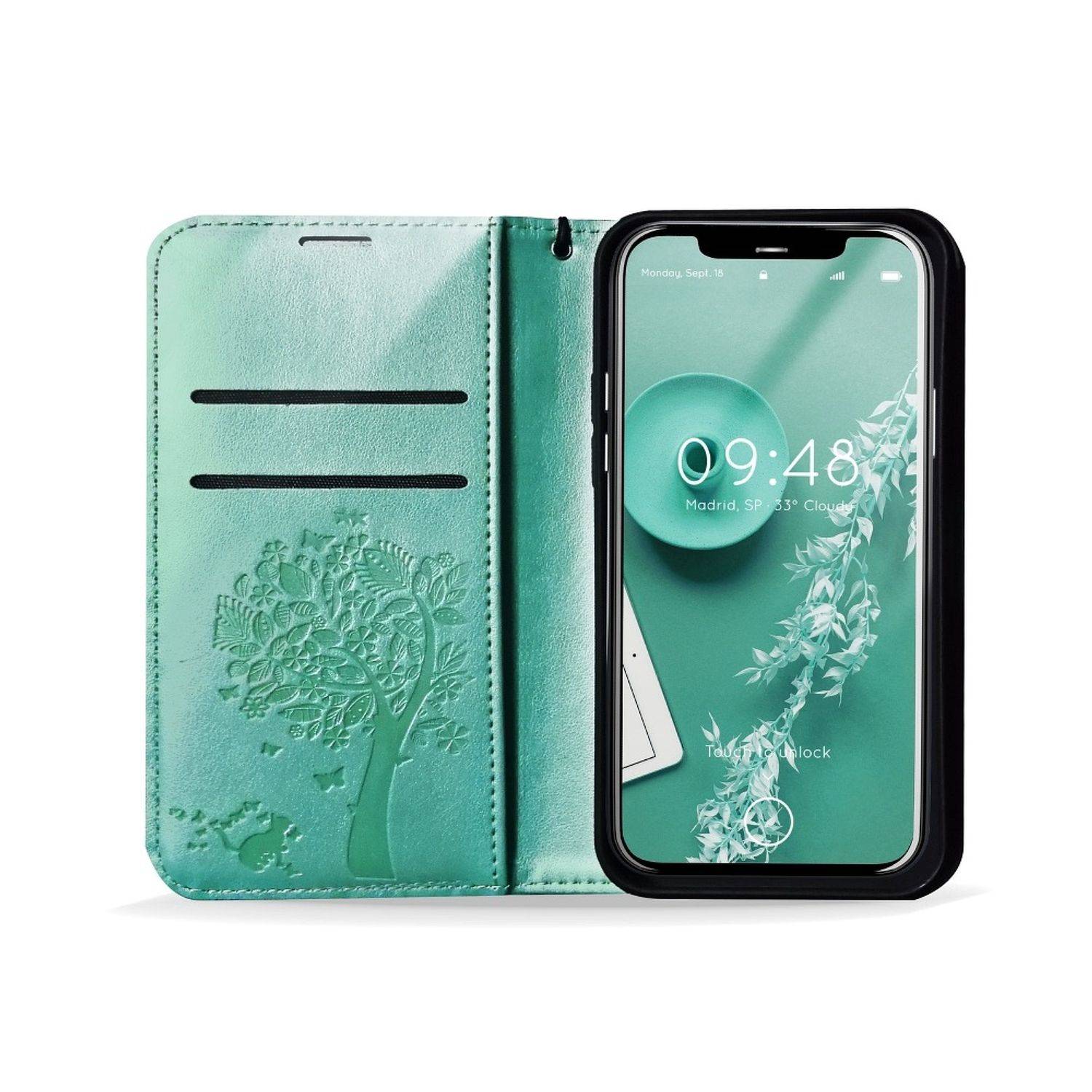 Hülle kompatibel mit Samsung Galaxy S21 Kunstleder Handyhülle - Handy Case Grün