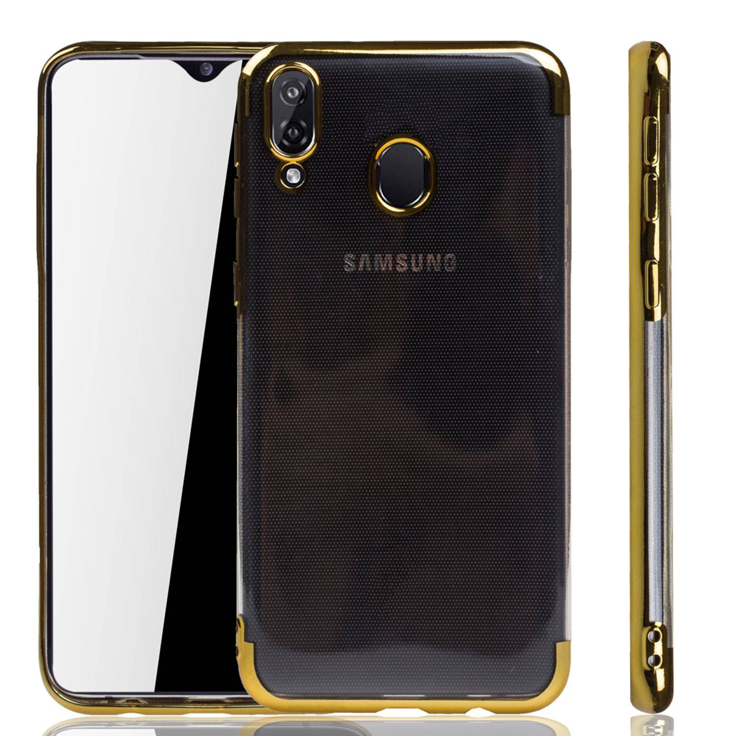 Samsung Galaxy M20 Handyhülle Bumper Backcover Gold