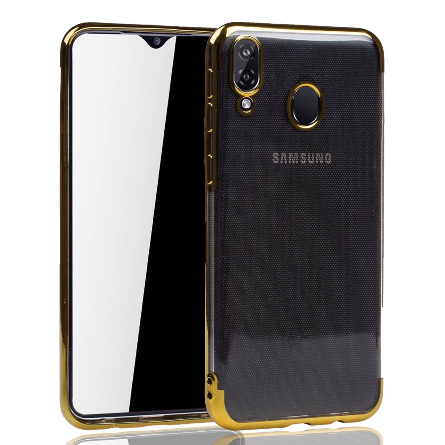 Samsung Galaxy M20 Handyhülle Bumper Backcover Gold