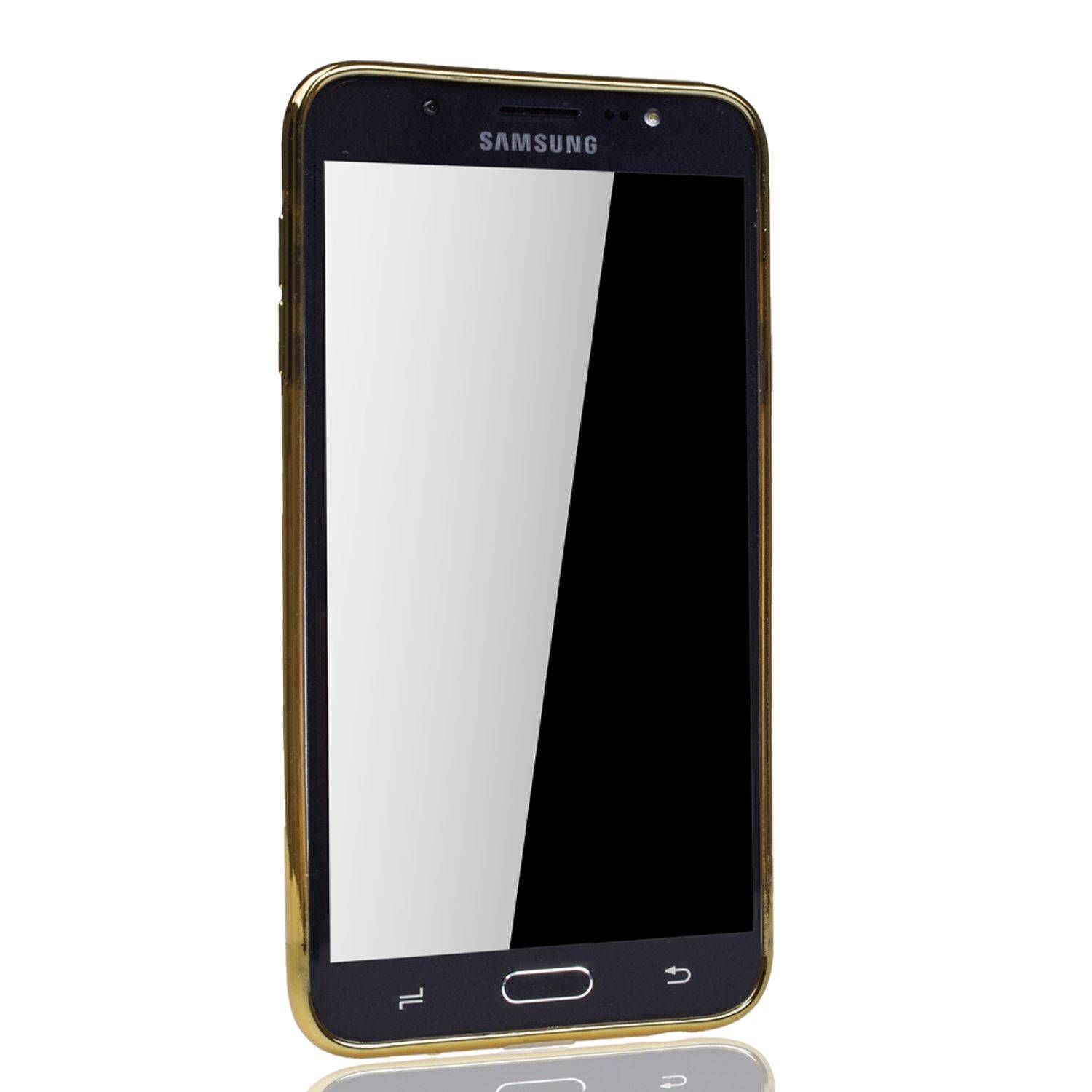 Samsung Galaxy J4 Handyhülle Bumper Backcover Gold