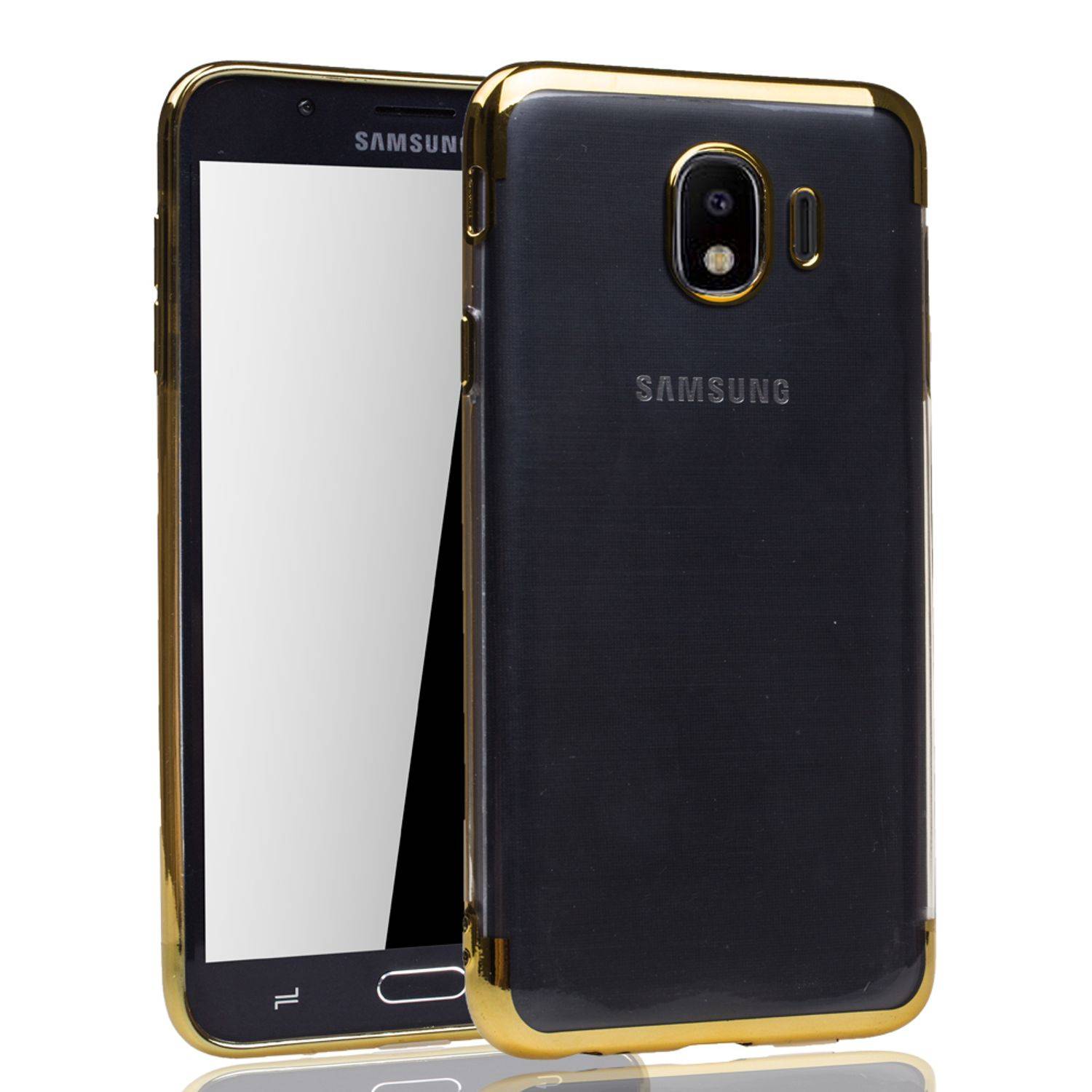 Samsung Galaxy J4 Handyhülle Bumper Backcover Gold