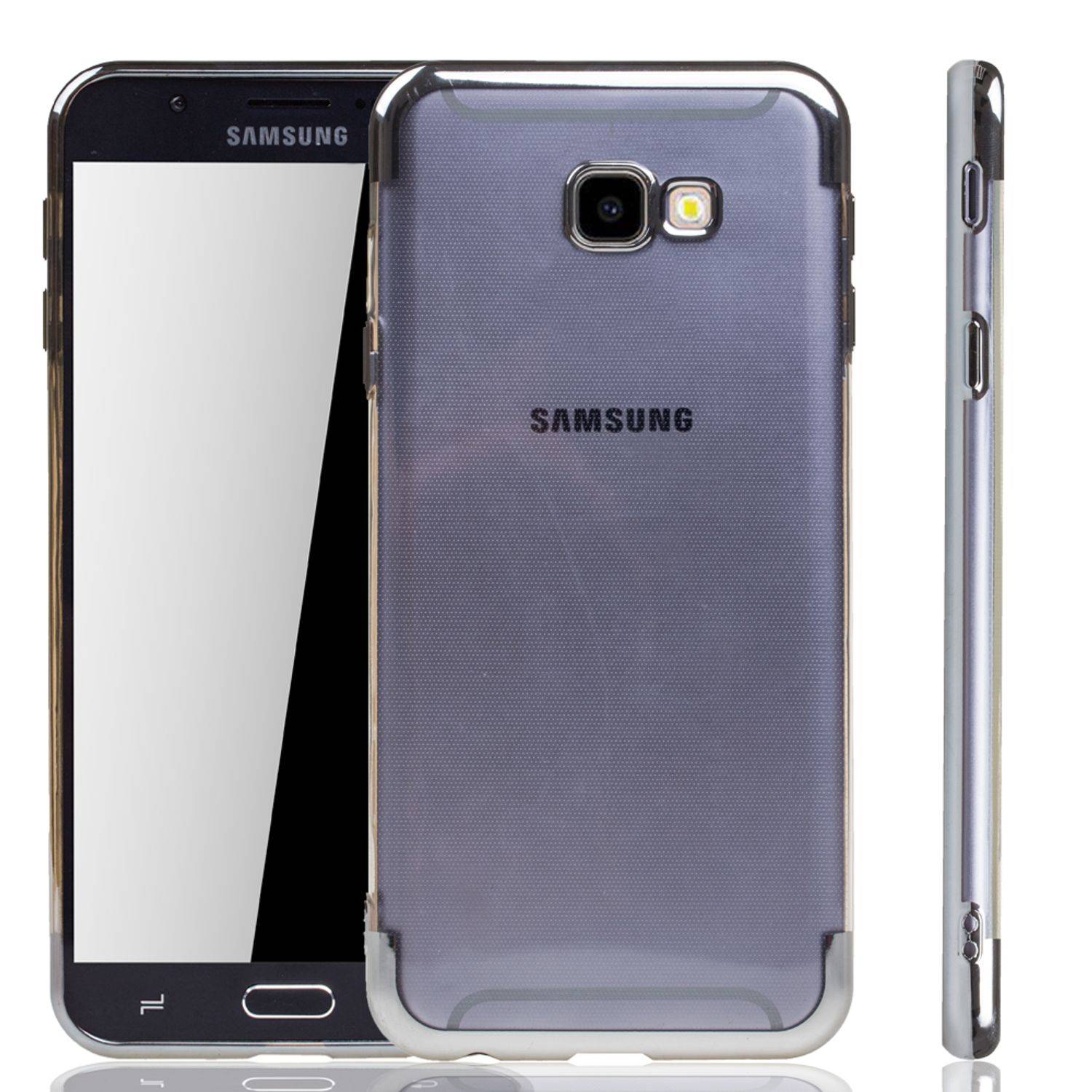 Samsung Galaxy J4 Plus Handyhülle Bumper Backcover Silber