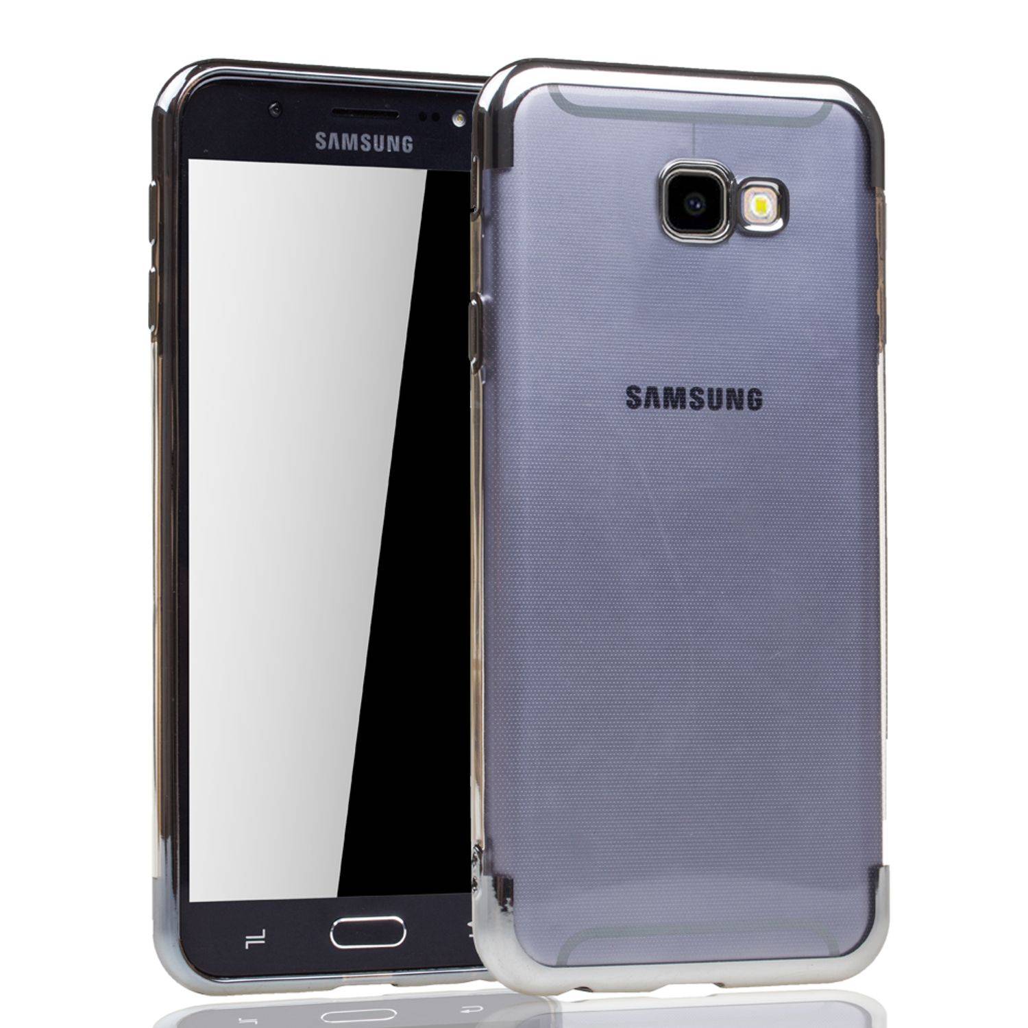 Samsung Galaxy J4 Plus Handyhülle Bumper Backcover Silber