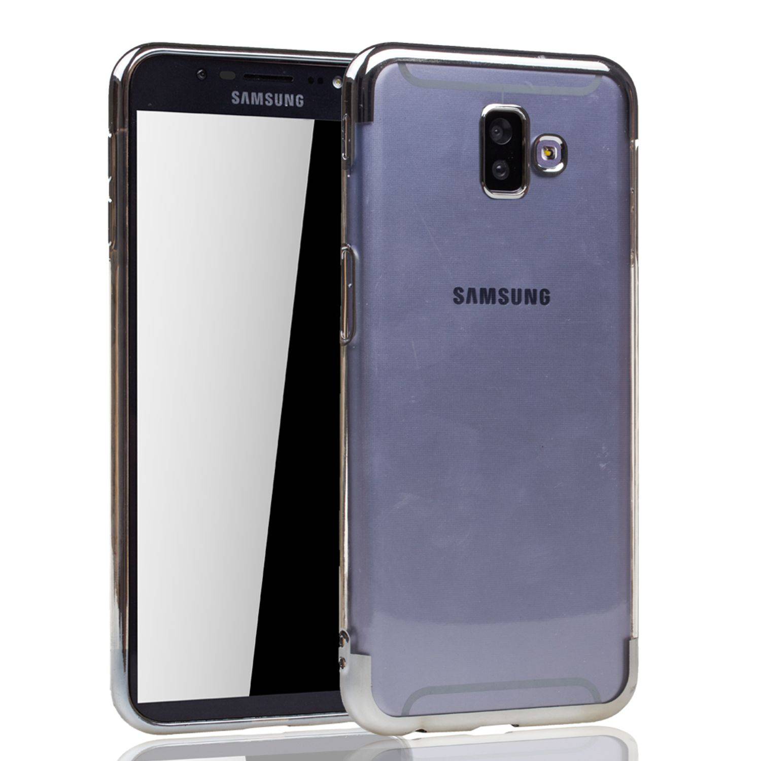 Samsung Galaxy J6 Plus Handyhülle Bumper Backcover Silber