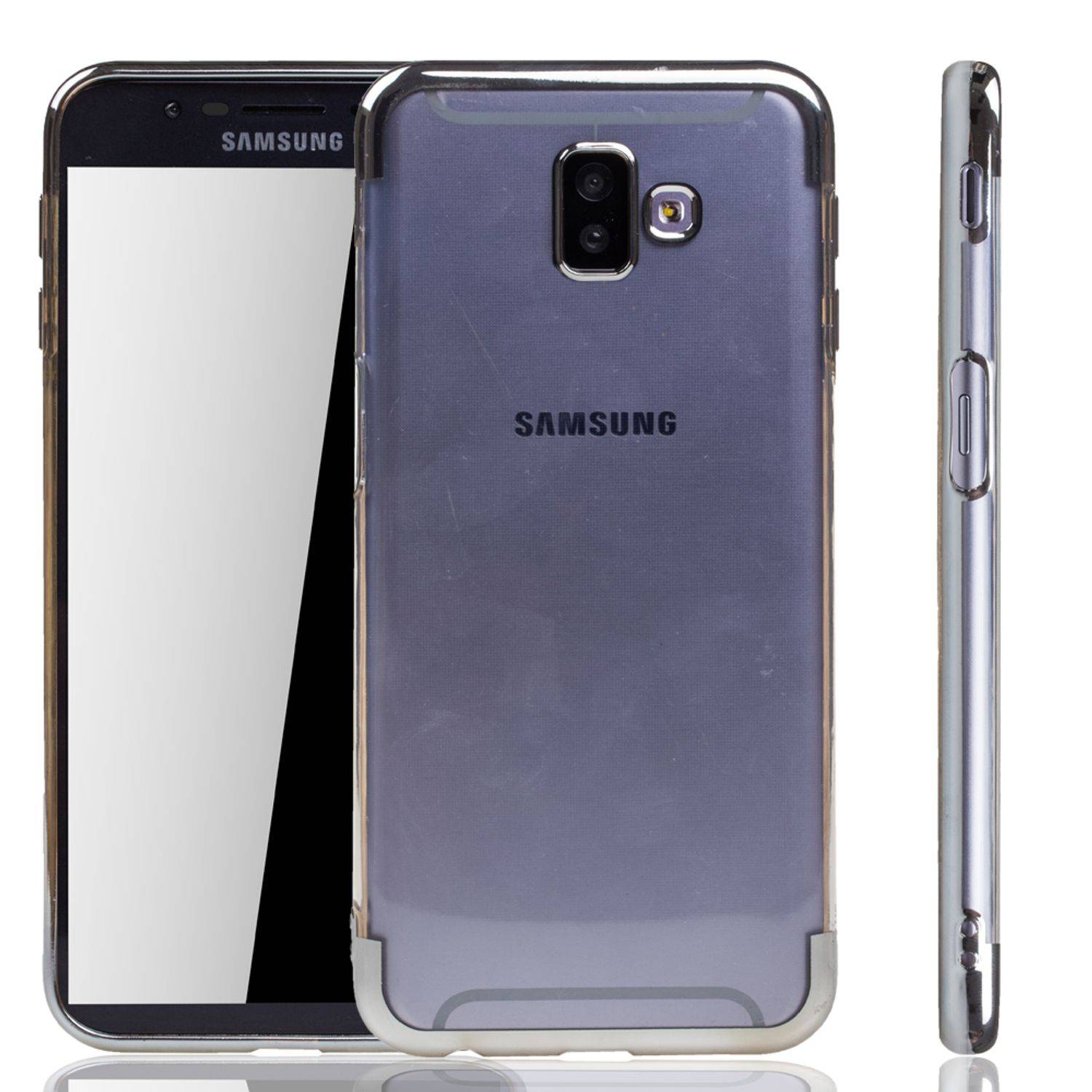 Samsung Galaxy J6 Plus Handyhülle Bumper Backcover Silber