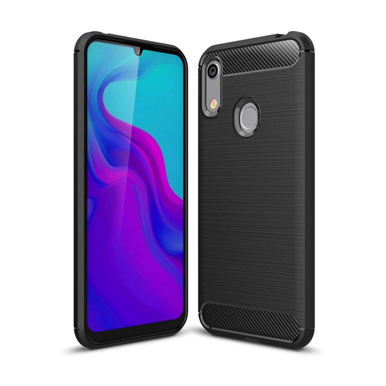 Huawei Y6 (2019) Handyhülle Carbon Optik Backcover Schwarz