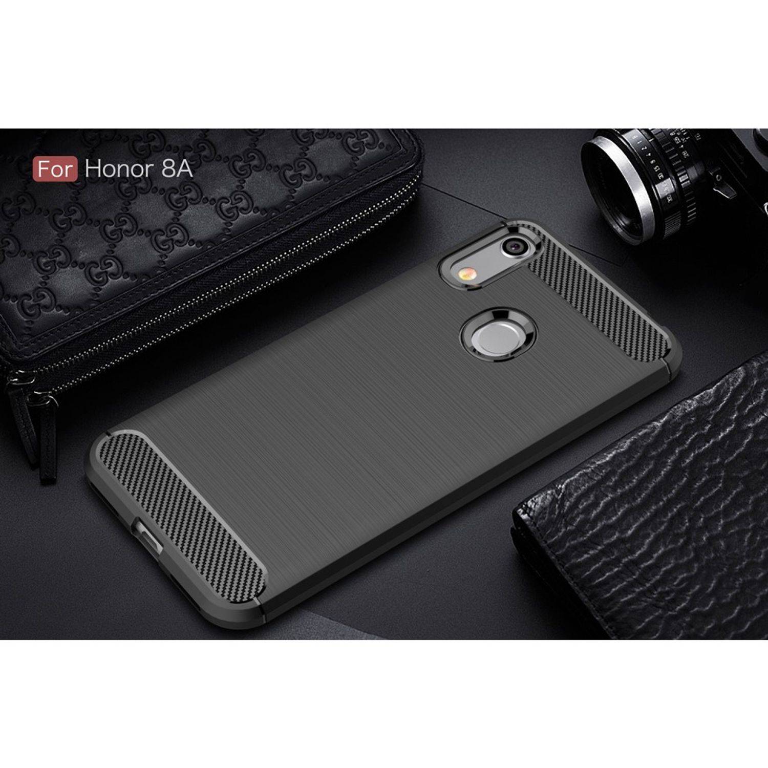 Huawei Y6 (2019) Handyhülle Carbon Optik Backcover Schwarz