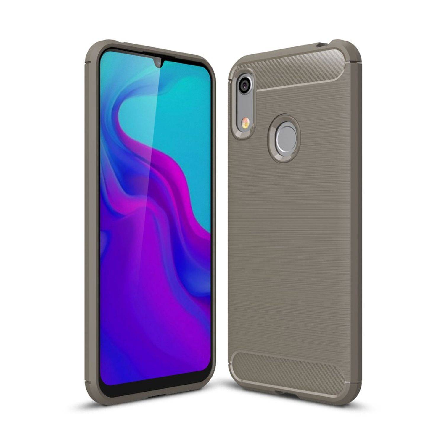 Huawei Y6 (2019) Handyhülle Carbon Optik Backcover Grau