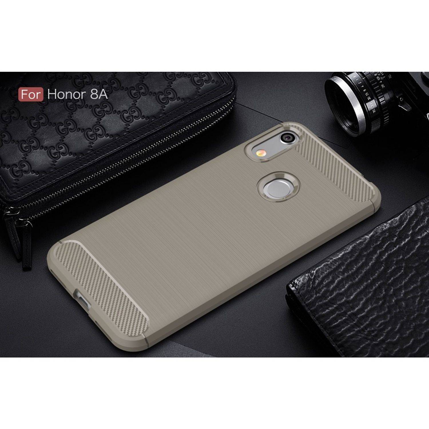 Huawei Y6 (2019) Handyhülle Carbon Optik Backcover Grau