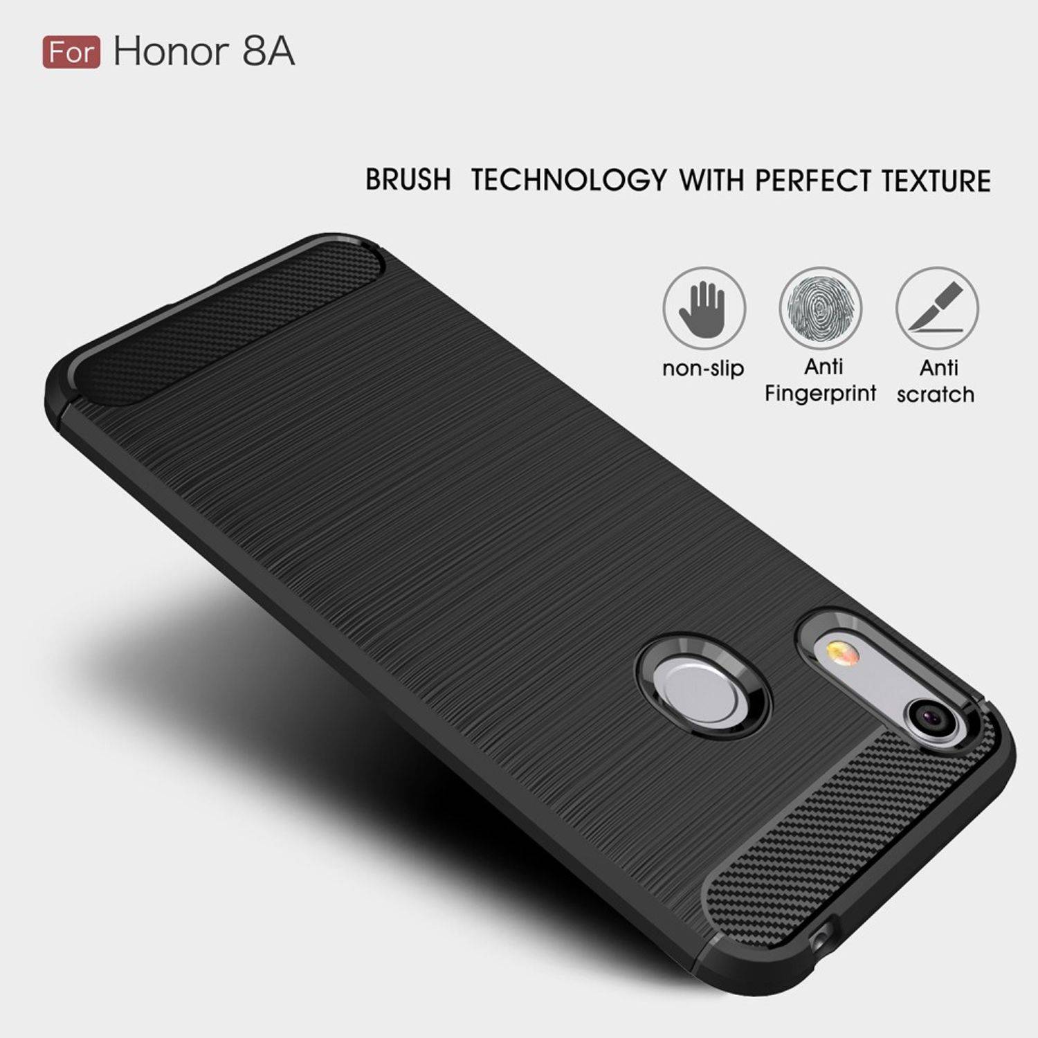 Huawei Y6 (2019) Handyhülle Carbon Optik Backcover Grau