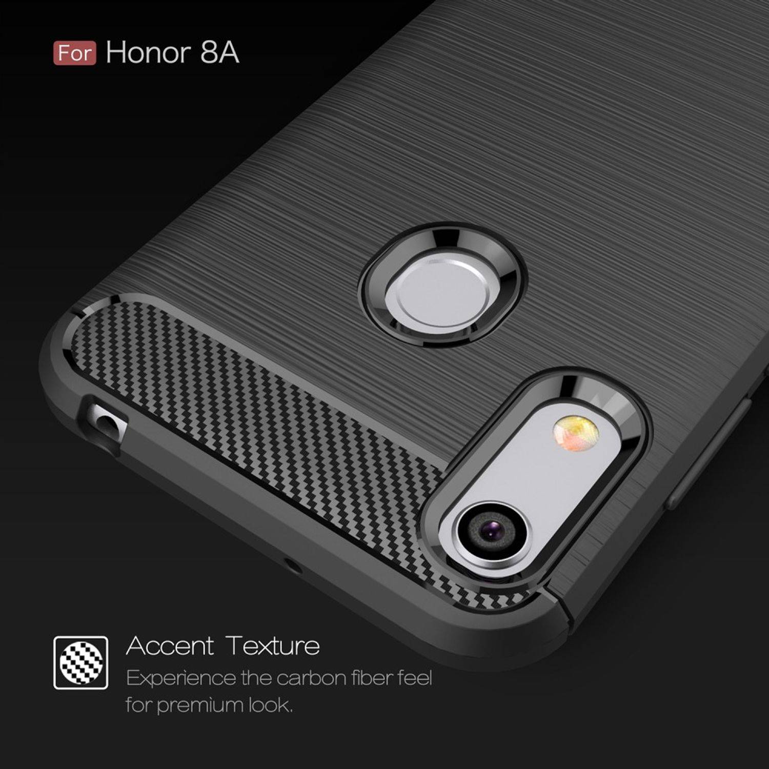 Huawei Y6 (2019) Handyhülle Carbon Optik Backcover Grau