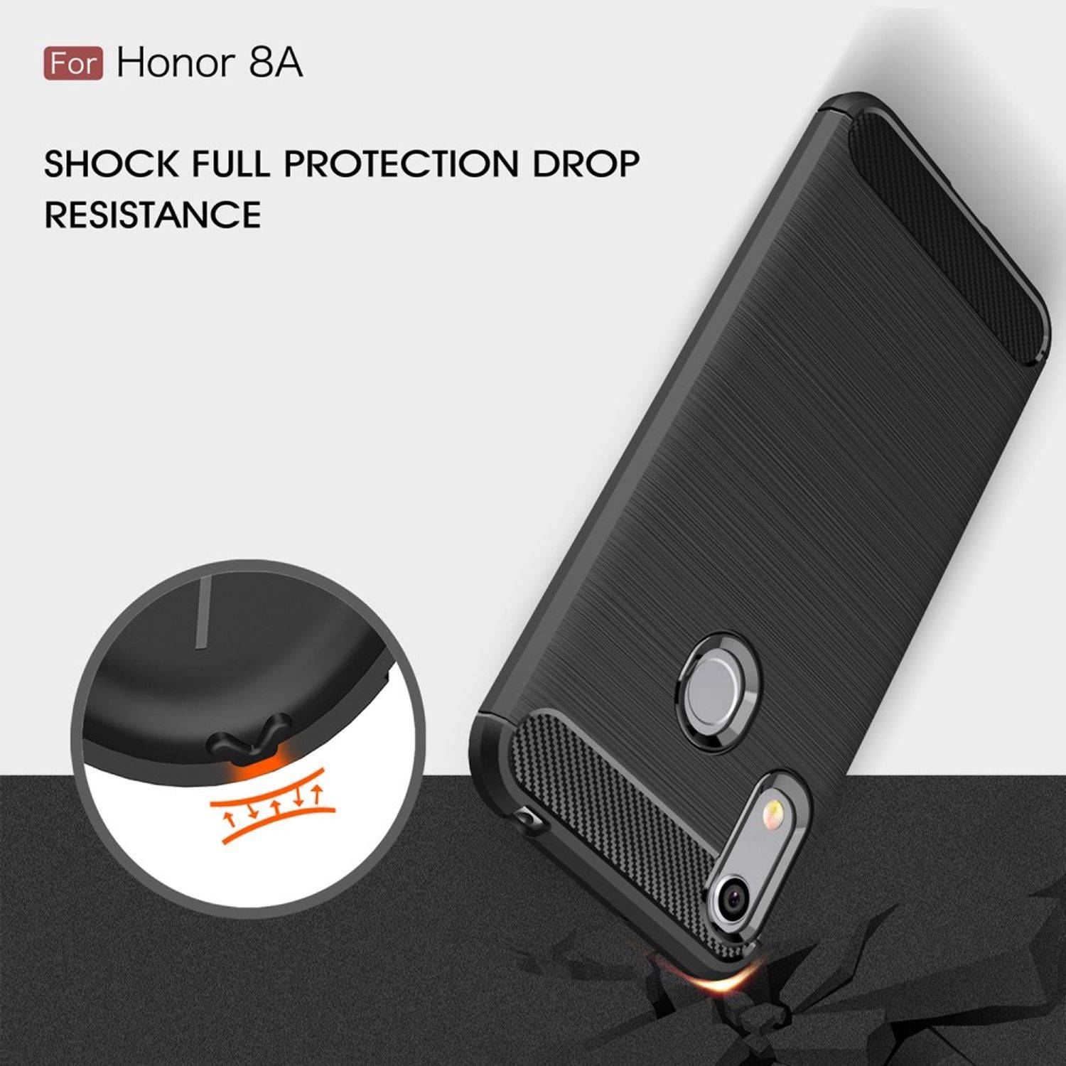 Huawei Y6 (2019) Handyhülle Carbon Optik Backcover Grau