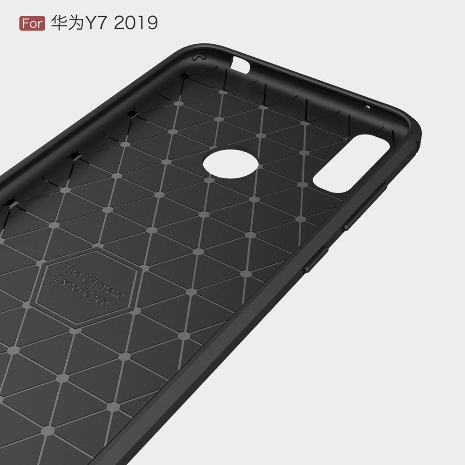 Huawei Y7 (2019) Handyhülle Carbon Optik Backcover Blau