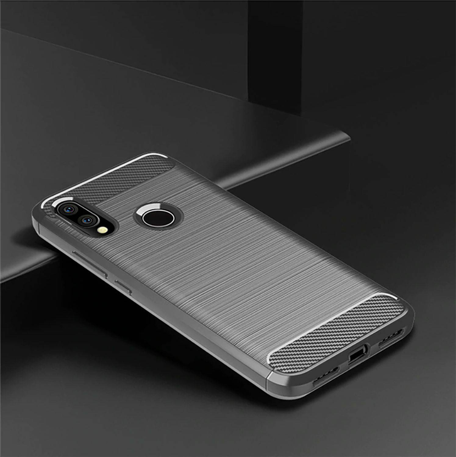 Xiaomi Redmi 7 Handyhülle Carbon Optik Backcover Grau