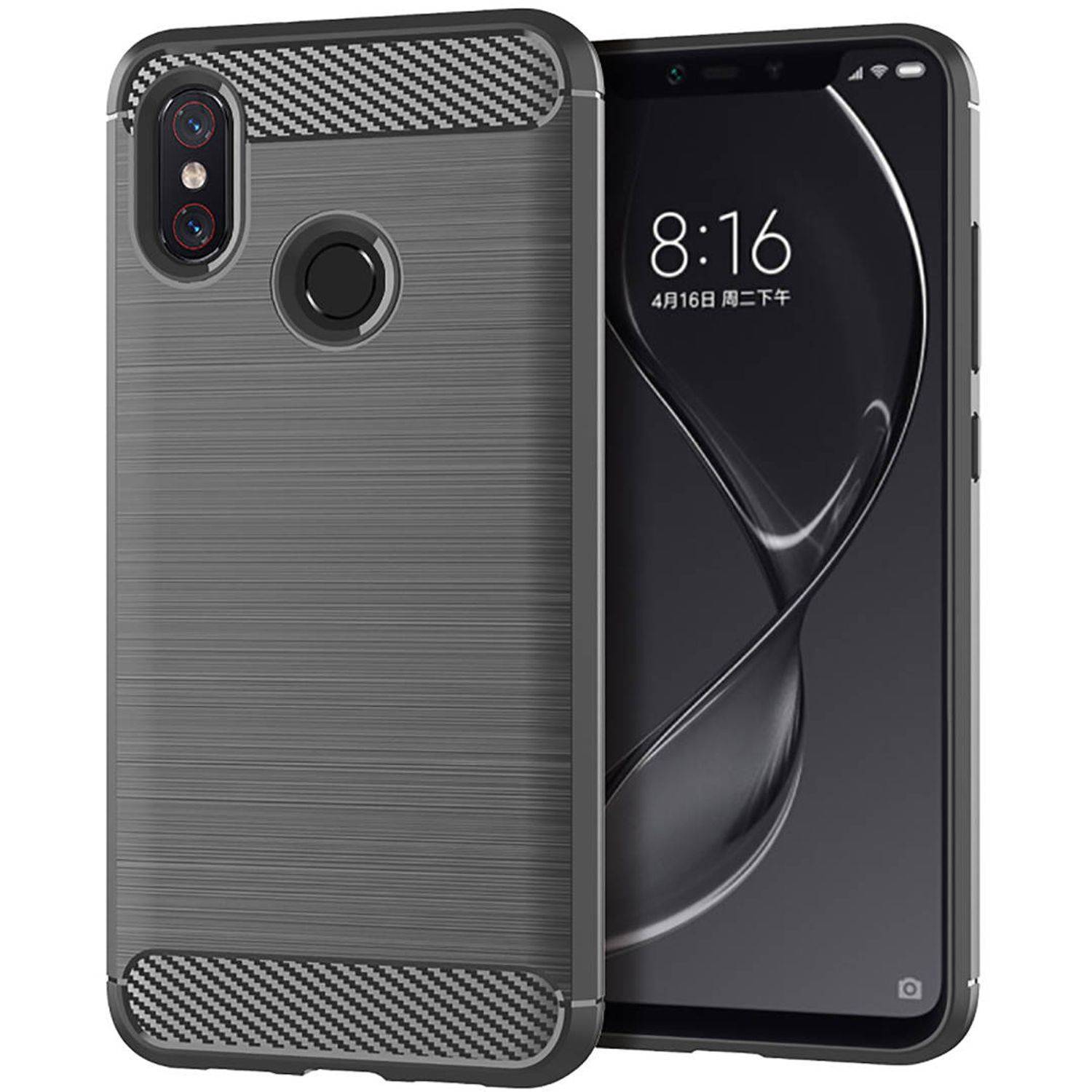 Xiaomi Mi 8 Pro Handyhülle Carbon Optik Backcover Grau