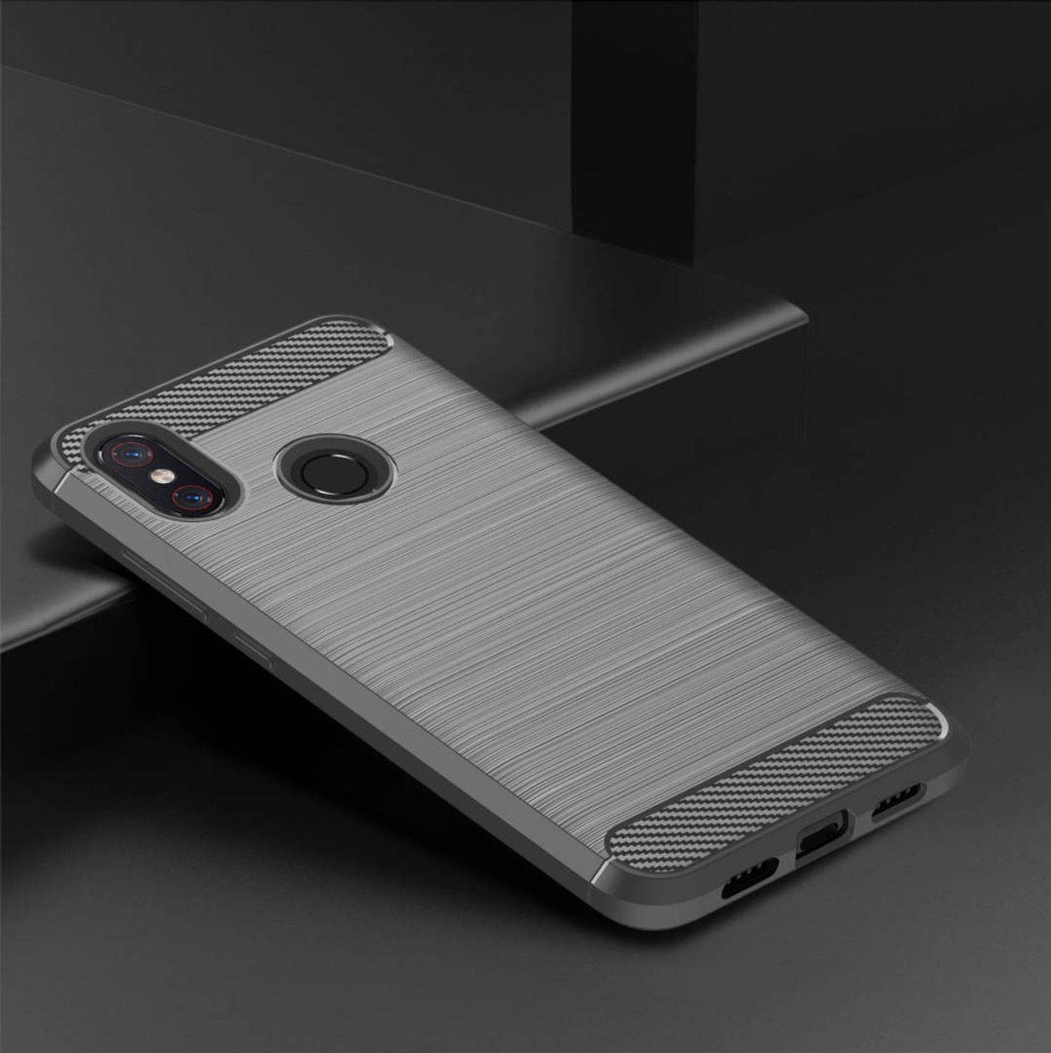 Xiaomi Mi 8 Pro Handyhülle Carbon Optik Backcover Grau