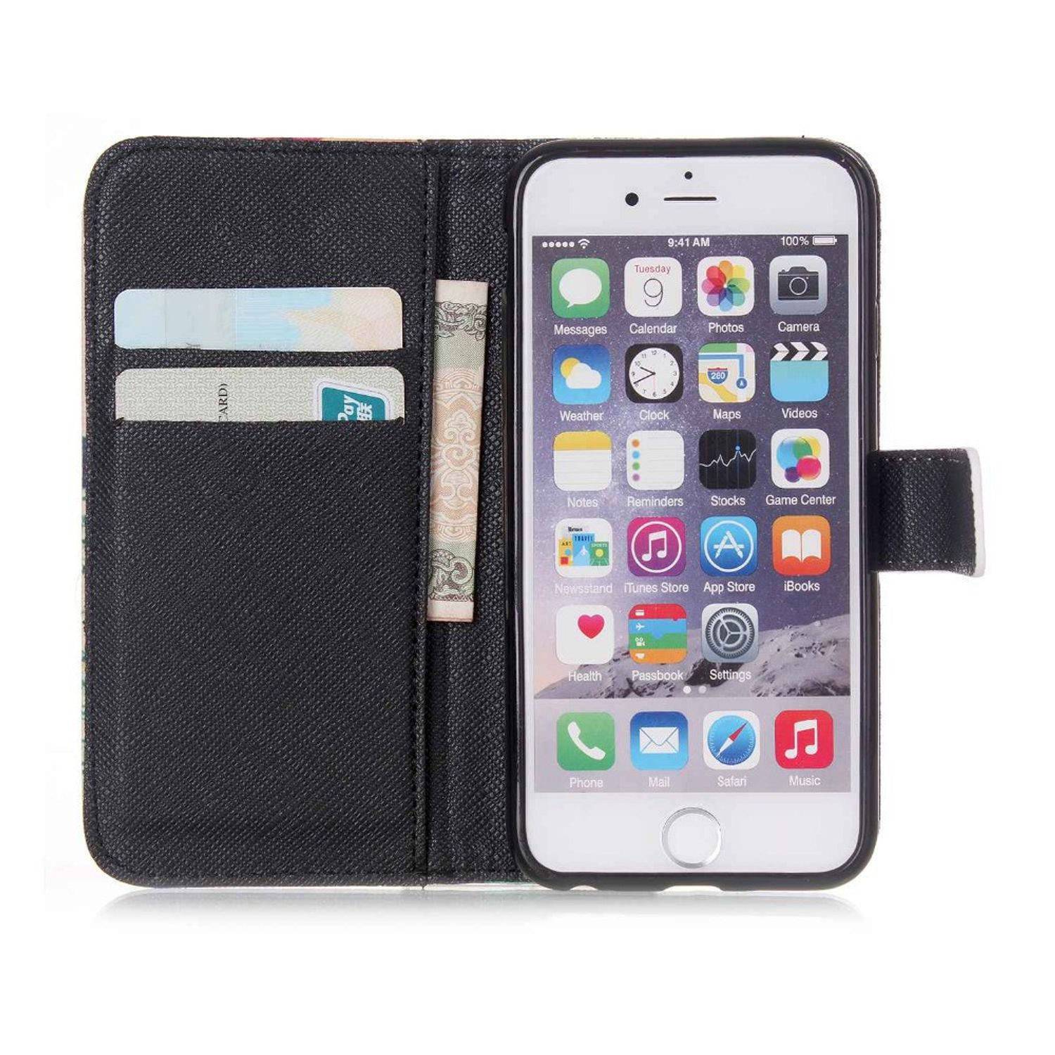 Apple iPhone 6 Plus / 6s Plus Handyhülle Bookcover Schwarz