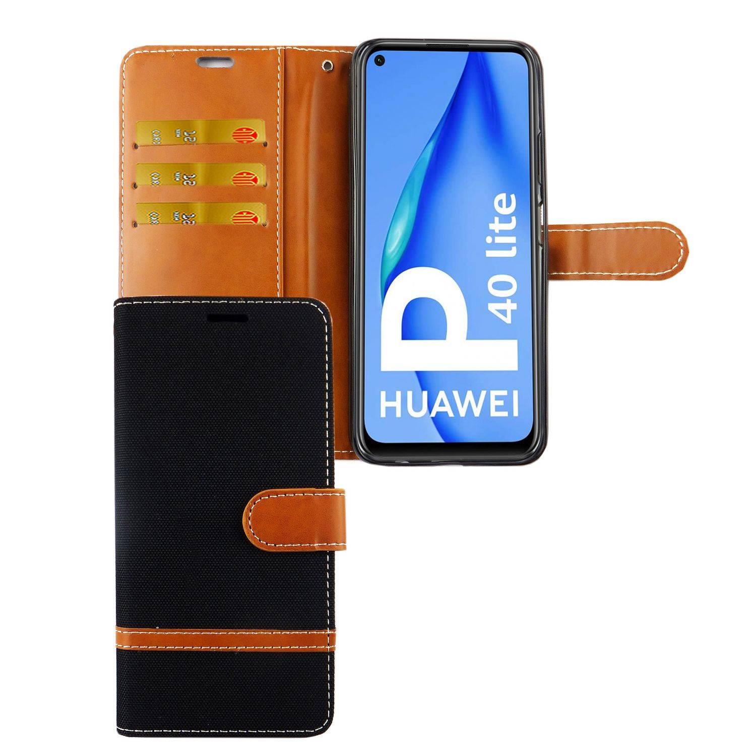 Huawei P40 Lite Handyhülle Bookcover Schwarz