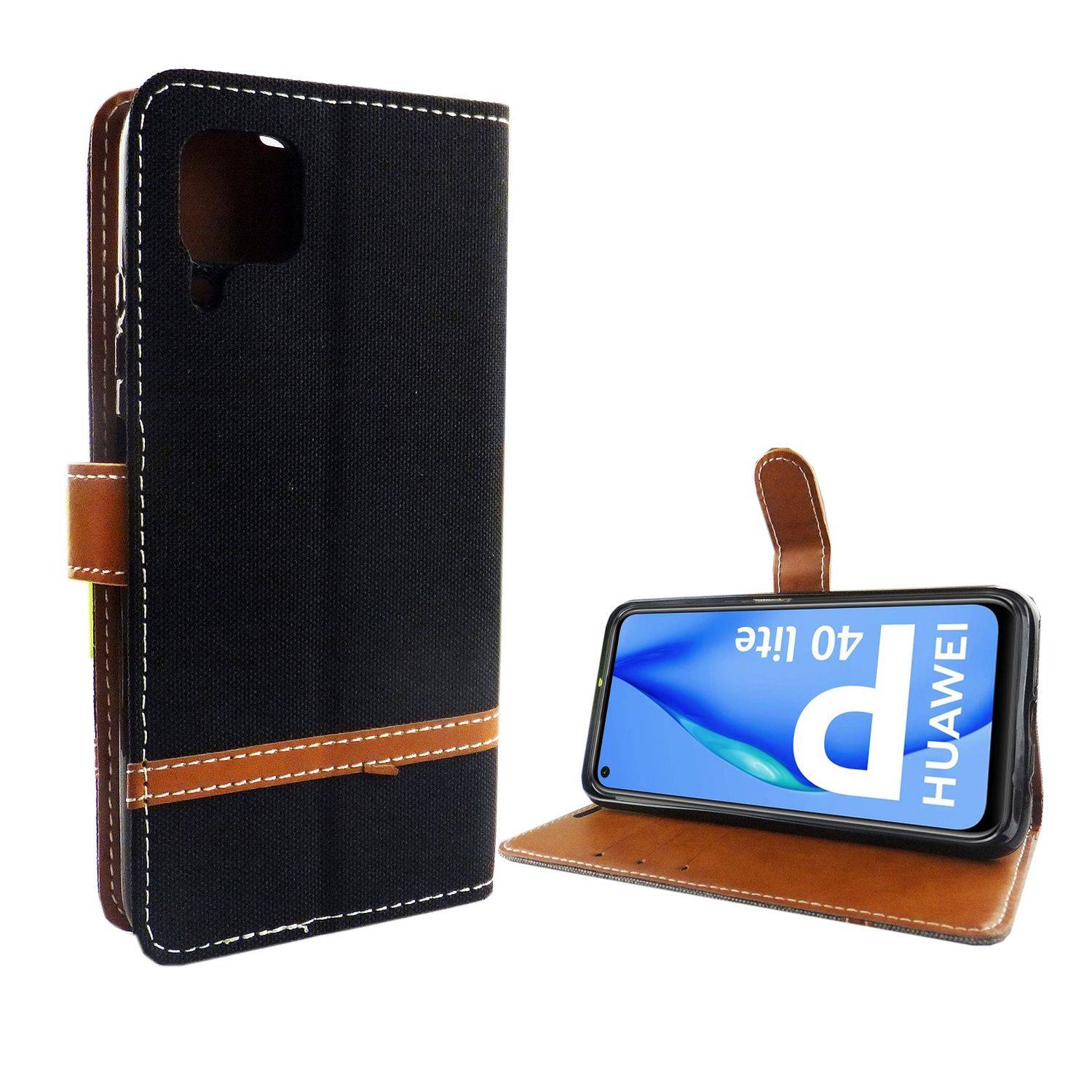Huawei P40 Lite Handyhülle Bookcover Schwarz