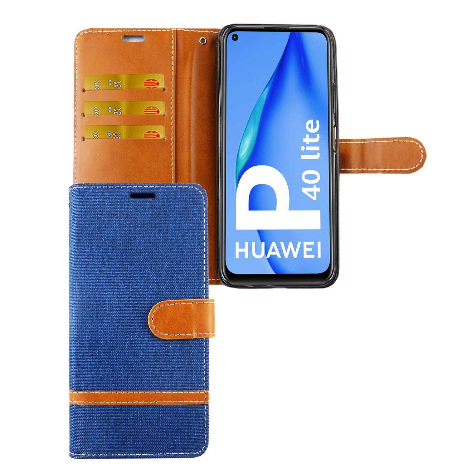 Huawei P40 Lite Handyhülle Bookcover Blau