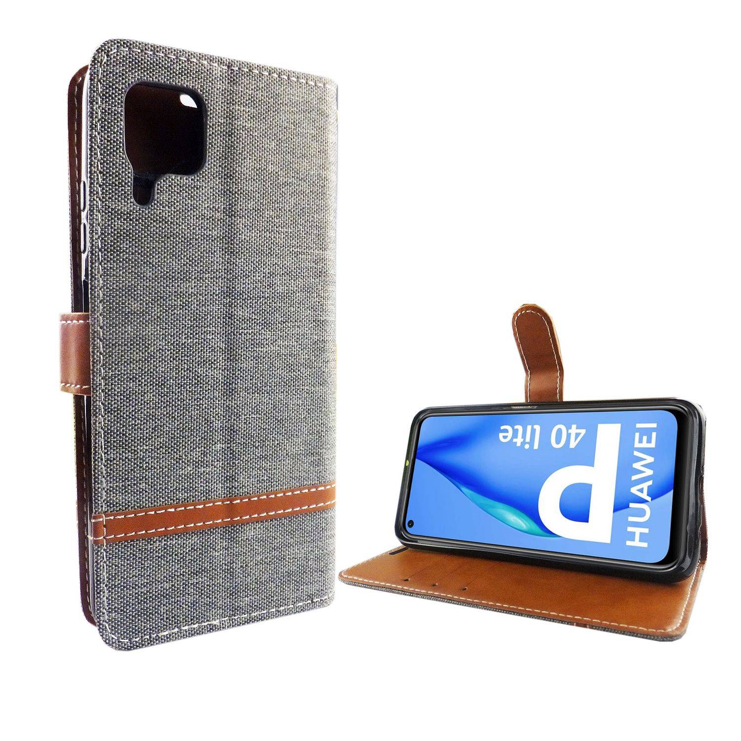 Huawei P40 Lite Handyhülle Bookcover Grau