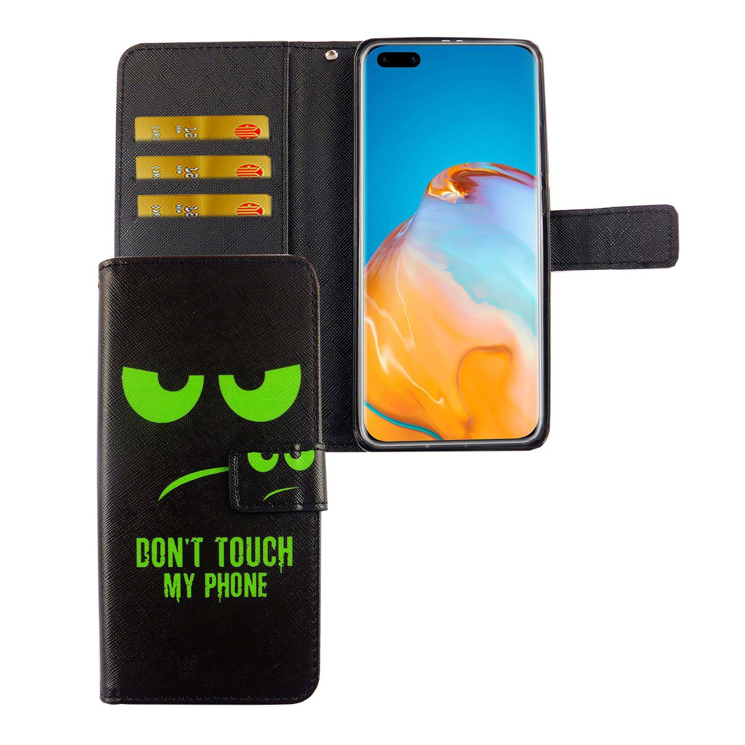 Huawei P40 Pro Handyhülle Bookcover Schwarz