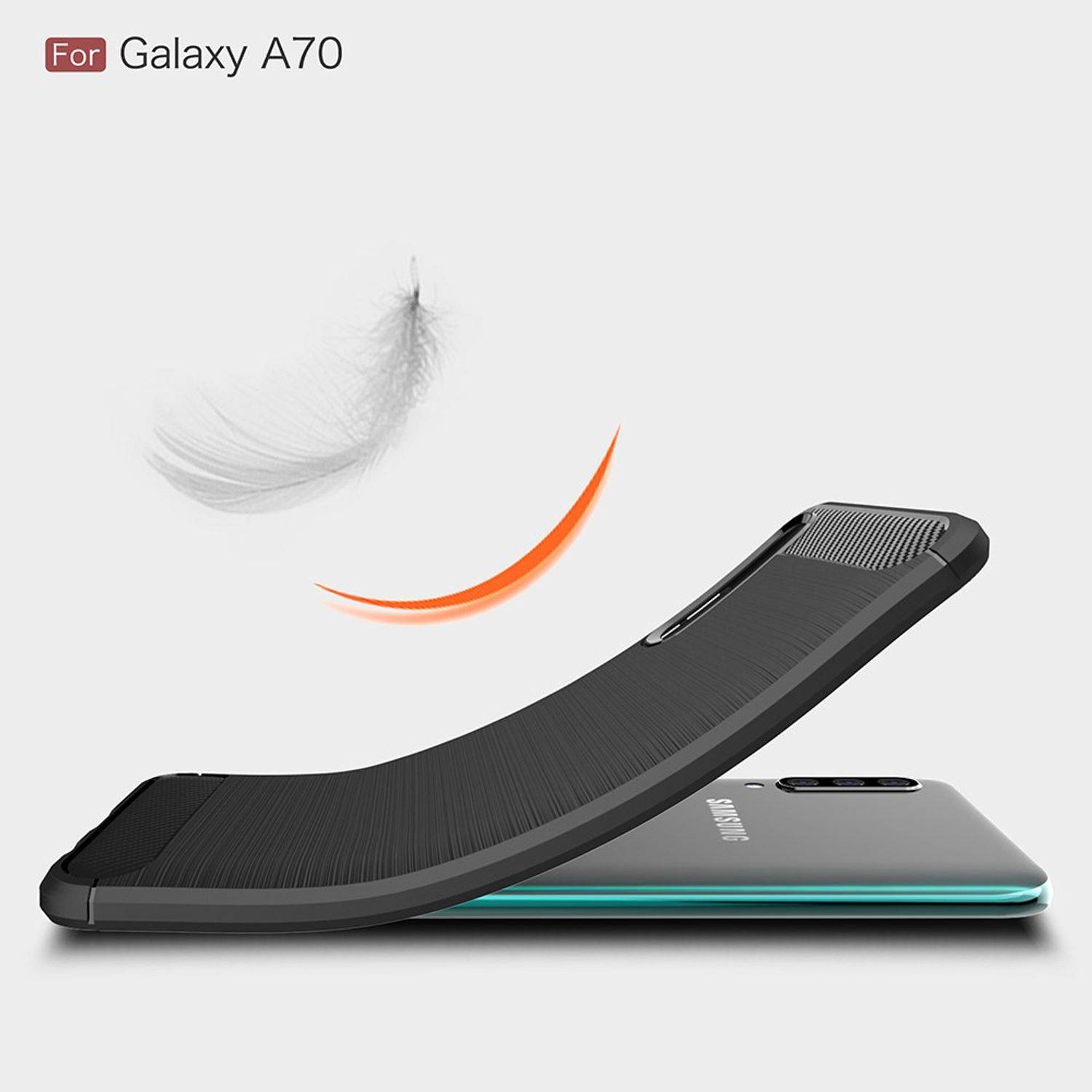 Samsung Galaxy A70 Handyhülle Carbon Optik Backcover Blau