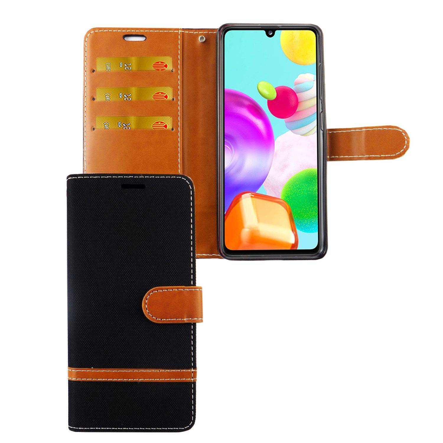 Samsung Galaxy A41 Handyhülle Bookcover Schwarz