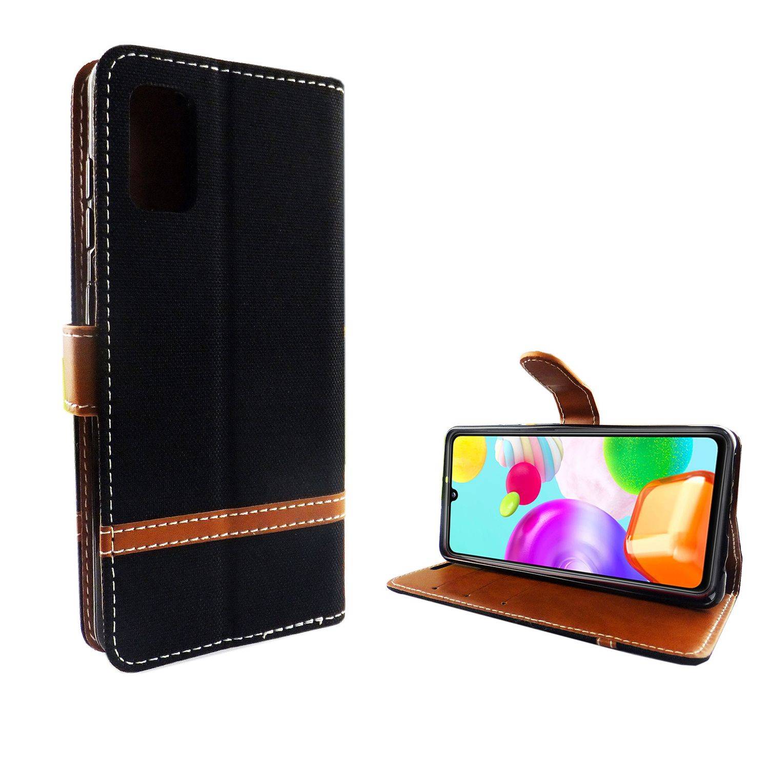 Samsung Galaxy A41 Handyhülle Bookcover Schwarz